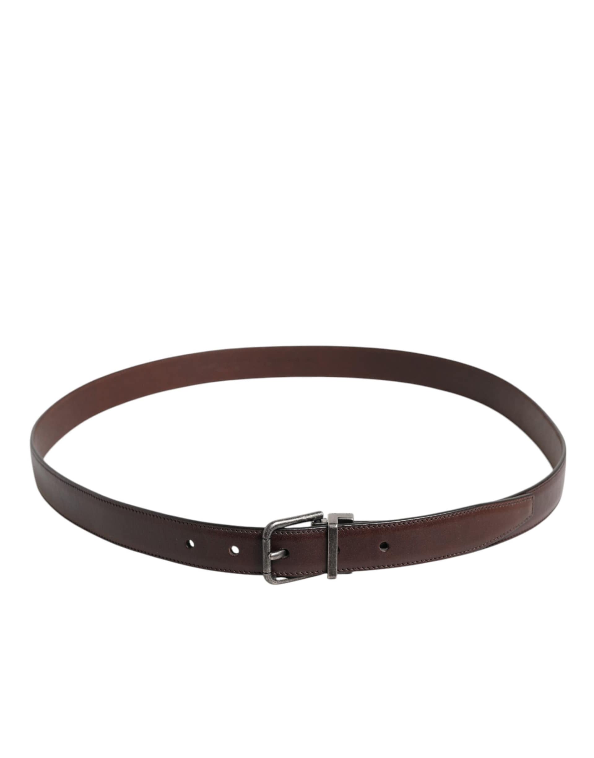 Dolce & Gabbana Brown Classic Calf Leather Metal Buckle Belt - Image 3