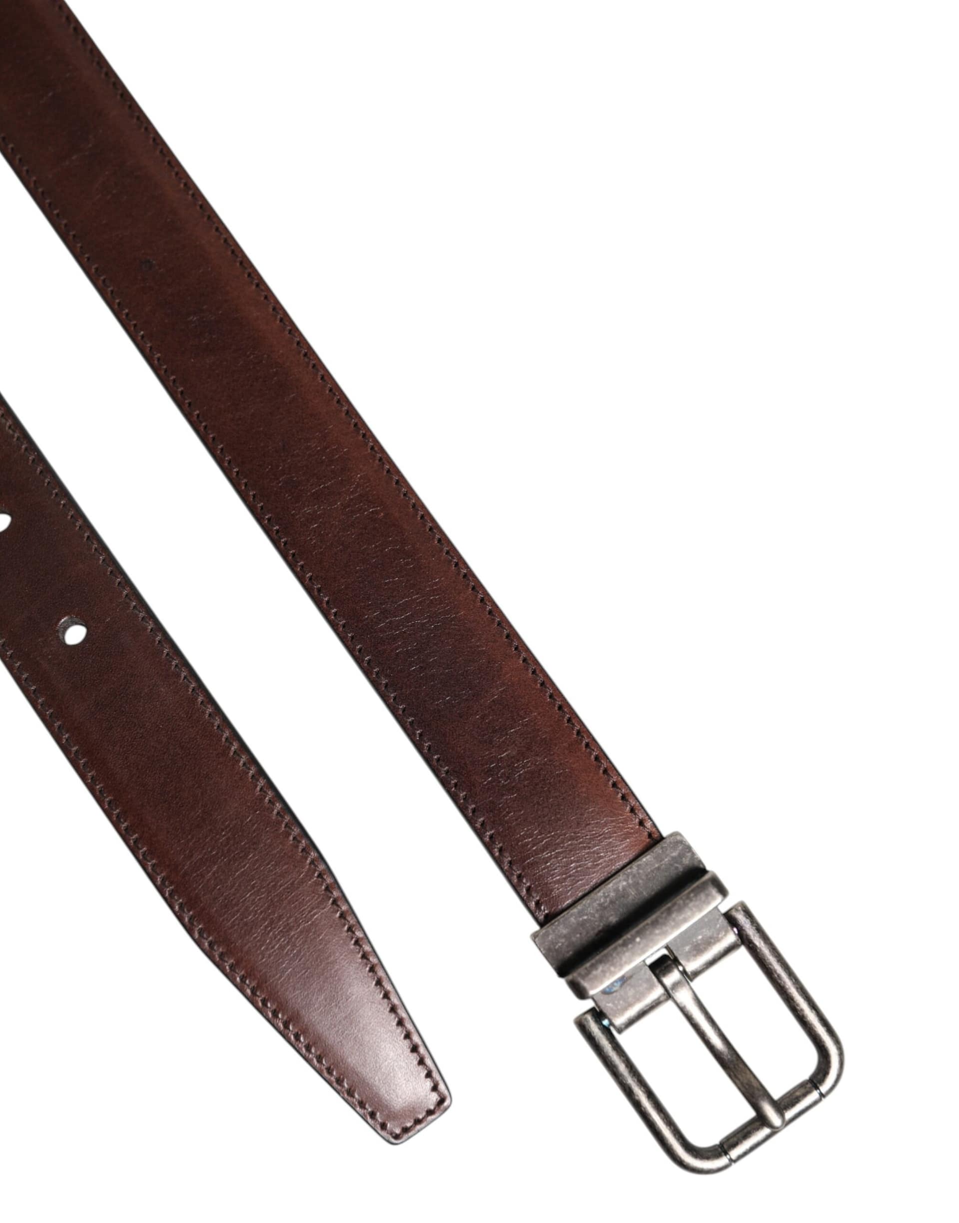 Dolce & Gabbana Brown Classic Calf Leather Metal Buckle Belt - Image 6