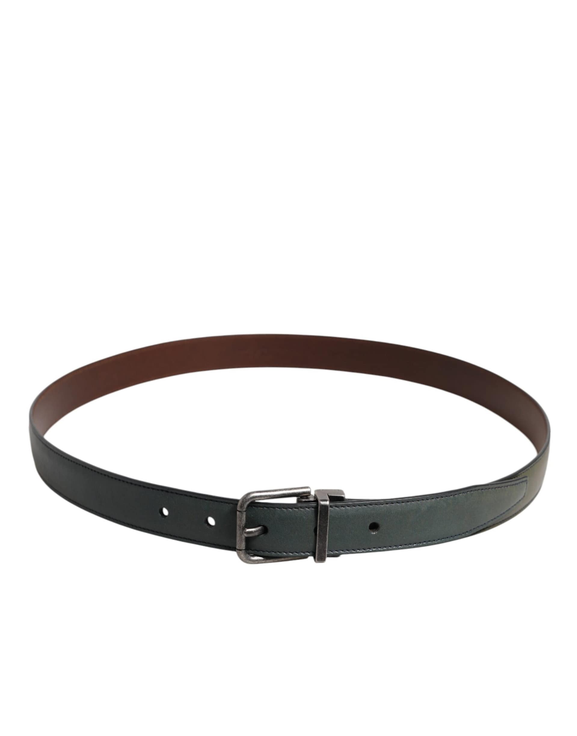 Dolce & Gabbana Green Classic Leather Metal Buckle Belt - Image 3