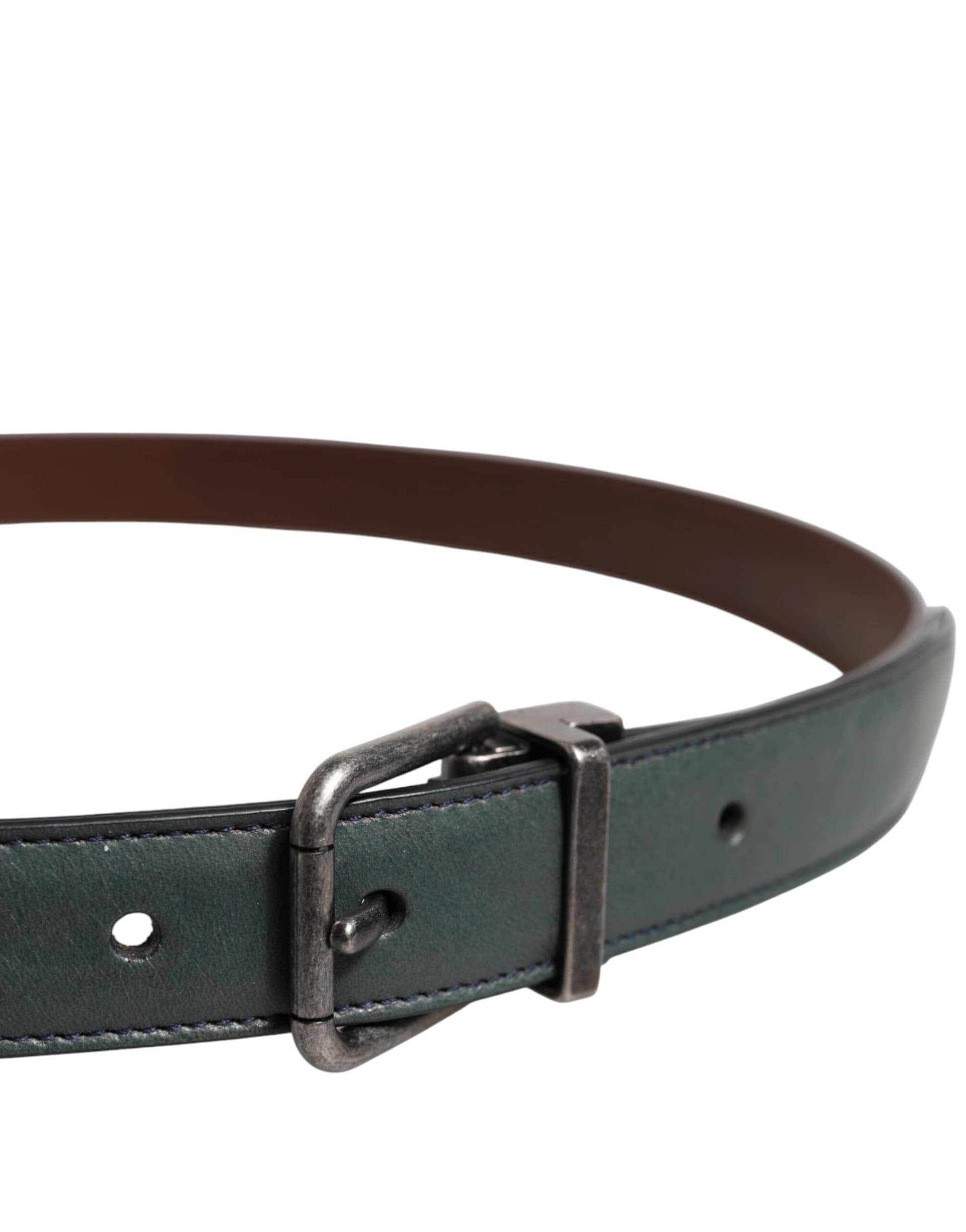 Dolce & Gabbana Green Classic Leather Metal Buckle Belt - Image 4