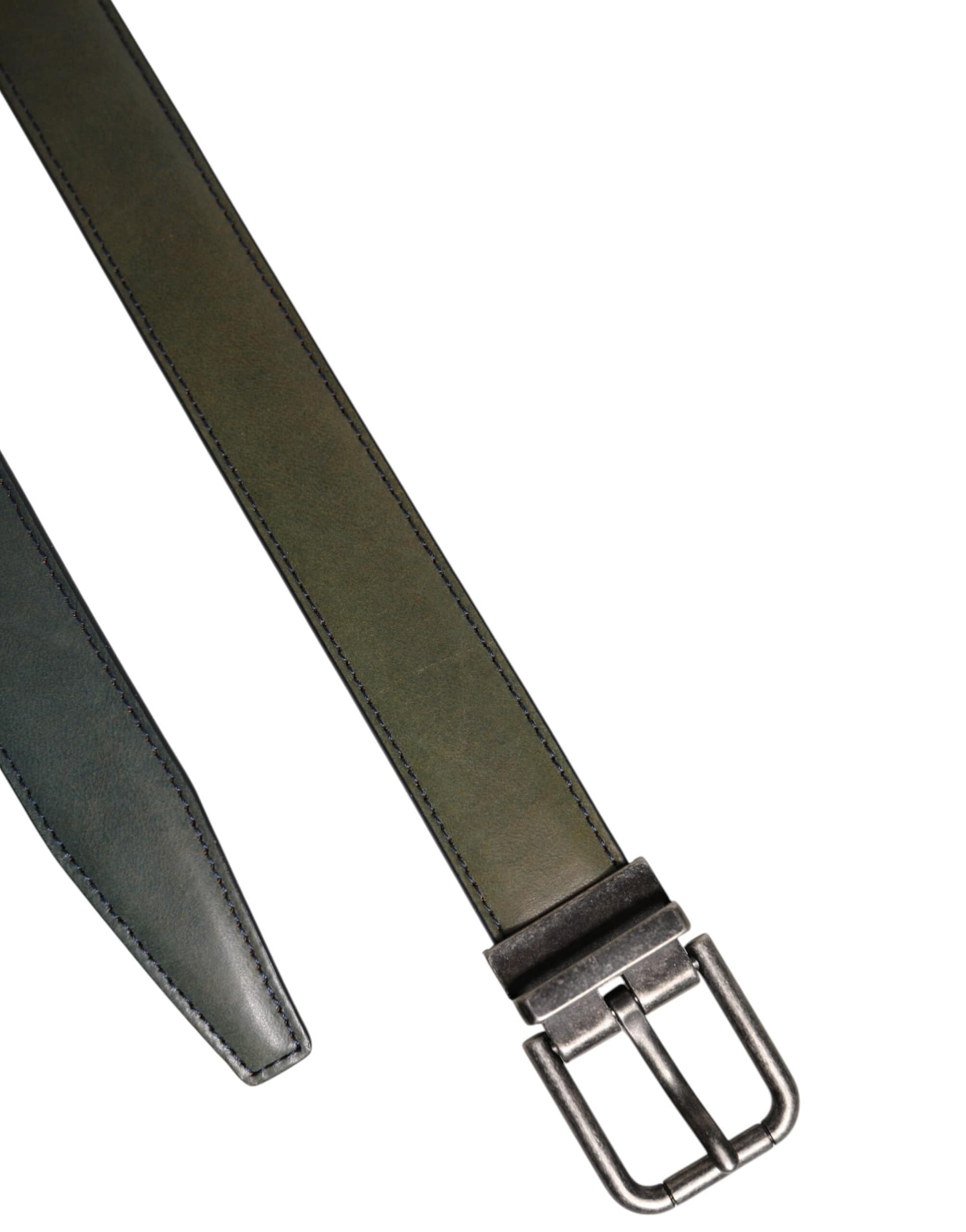 Dolce & Gabbana Green Classic Leather Metal Buckle Belt - Image 6