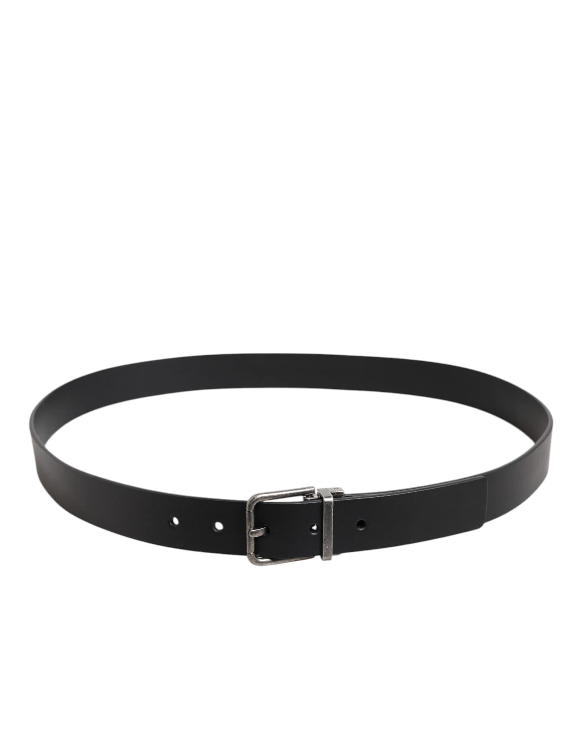 Dolce & Gabbana Black Classic Leather Metal Buckle Belt - Image 3