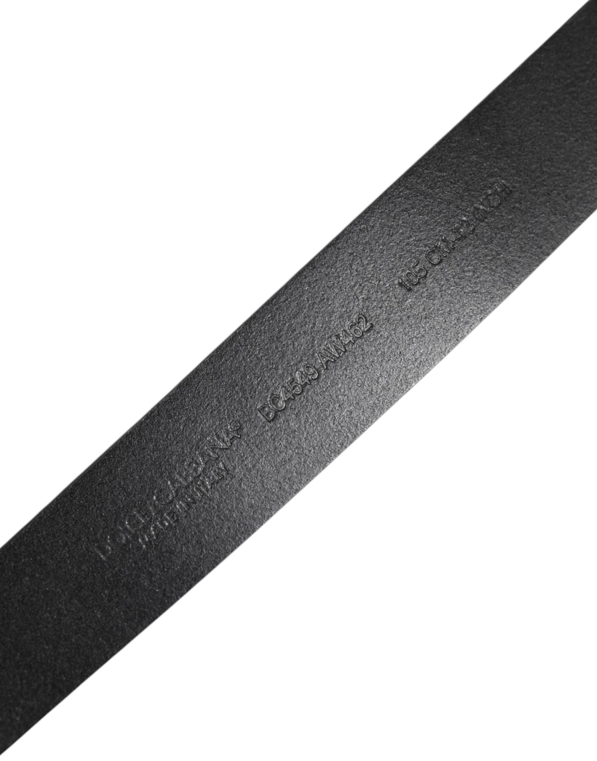 Dolce & Gabbana Black Classic Leather Metal Buckle Belt - Image 5