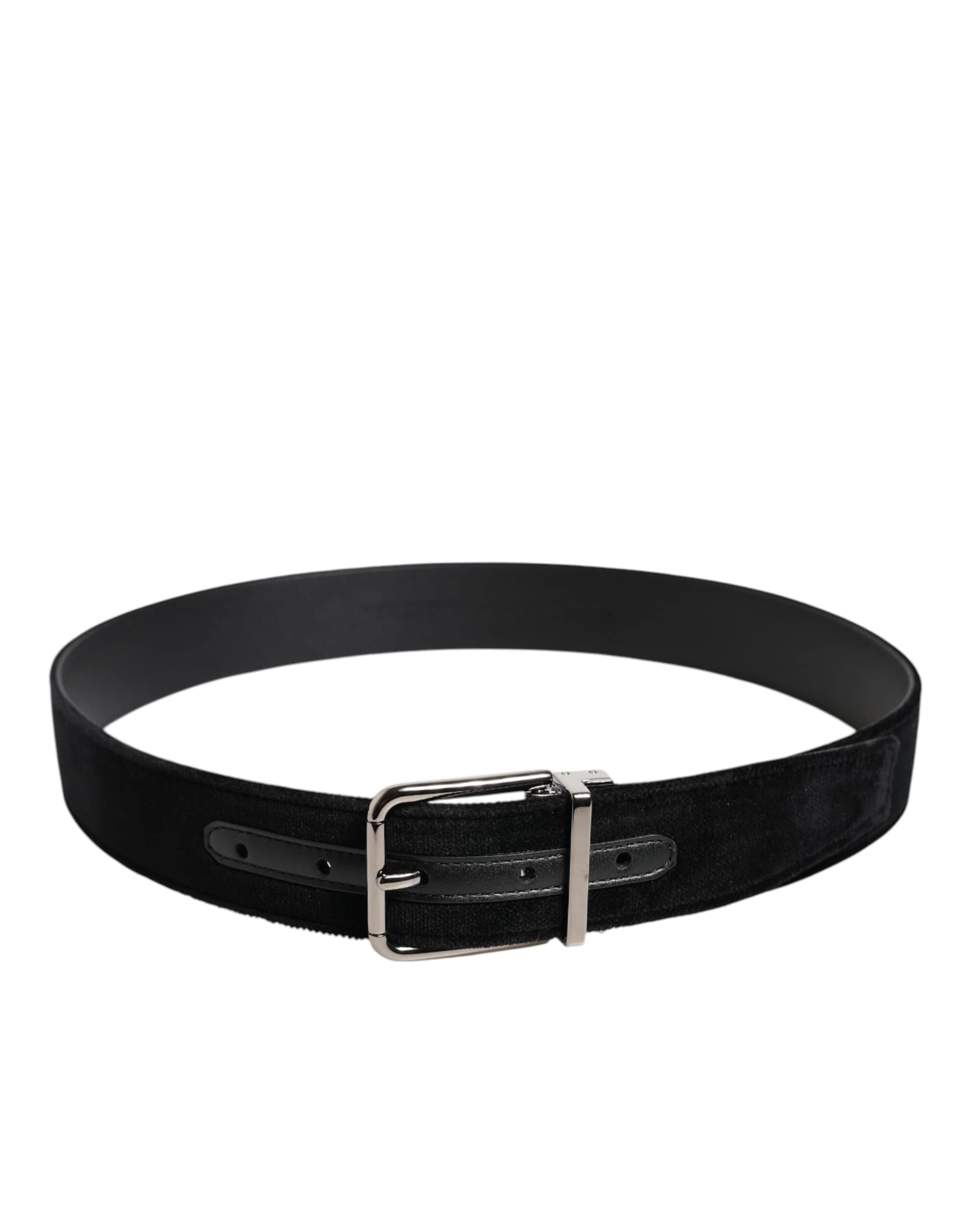 Dolce & Gabbana Black Cotton Silver Metal Buckle Belt - Image 3