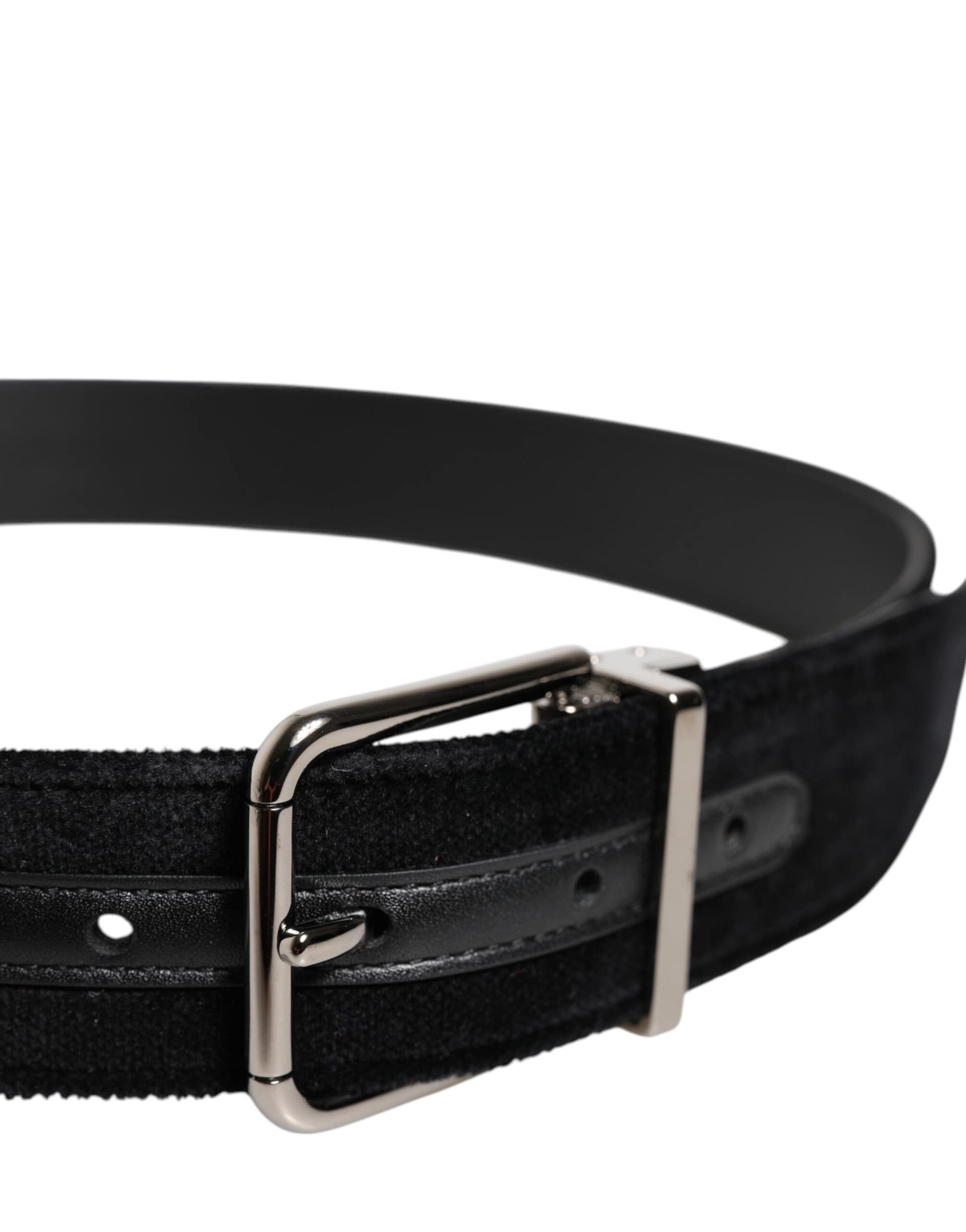 Dolce & Gabbana Black Cotton Silver Metal Buckle Belt - Image 4