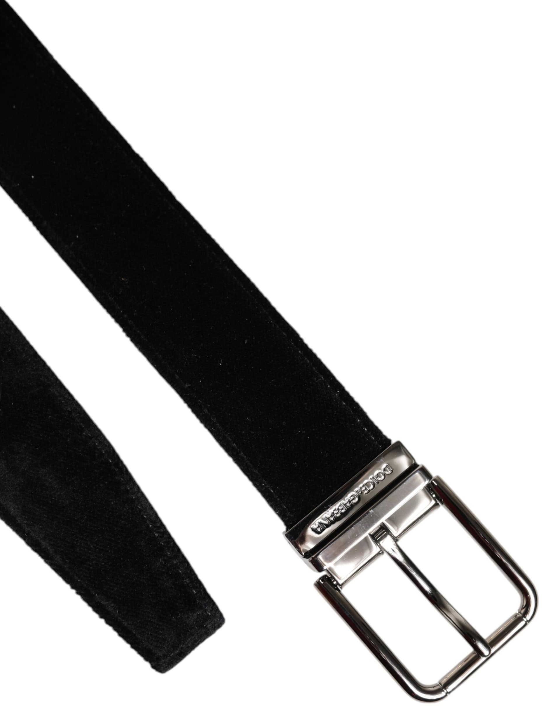 Dolce & Gabbana Black Cotton Silver Metal Buckle Belt - Image 6