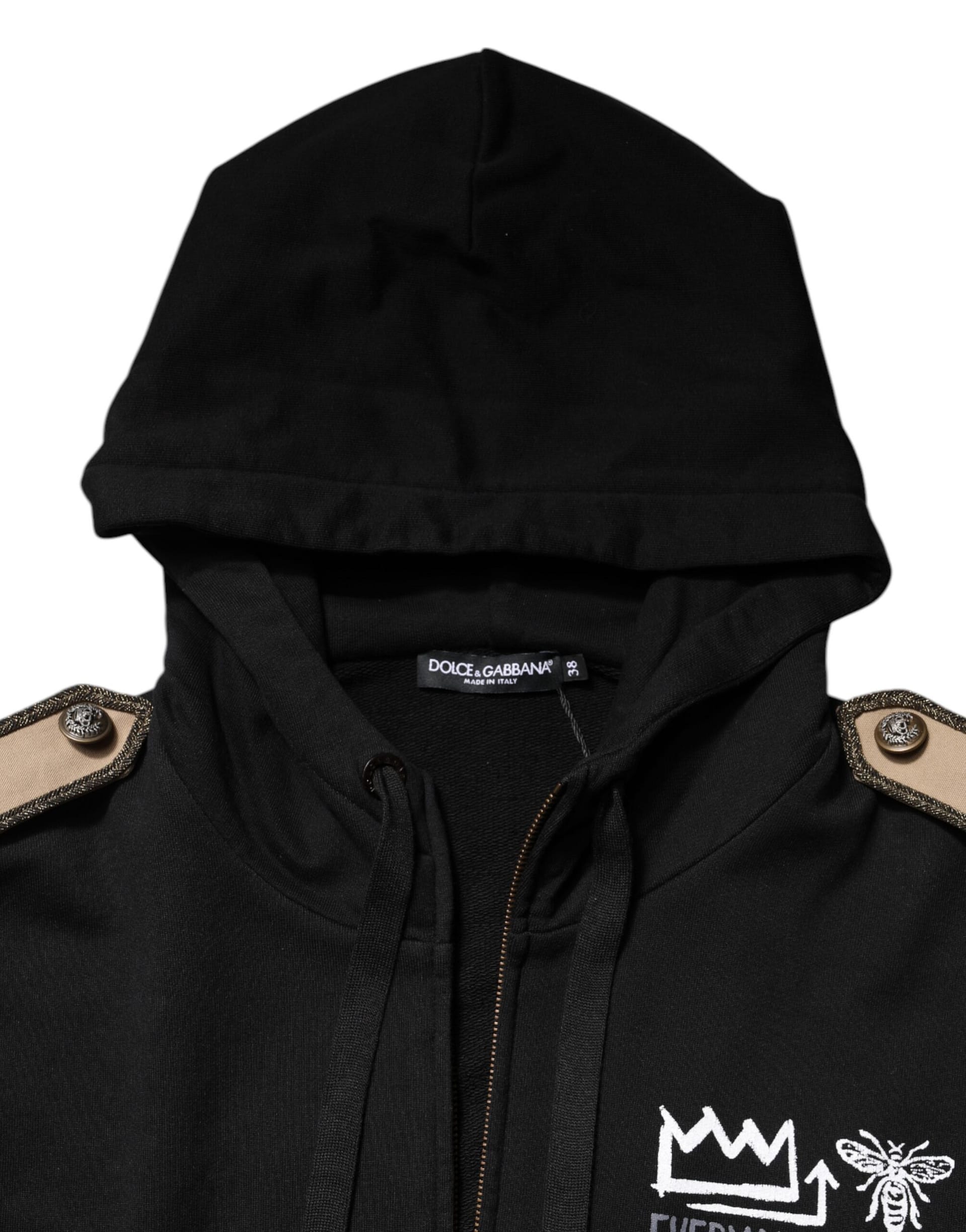 Dolce & Gabbana Black Logo Hooded Full Zip Sweatshirt Jacket - Image 7