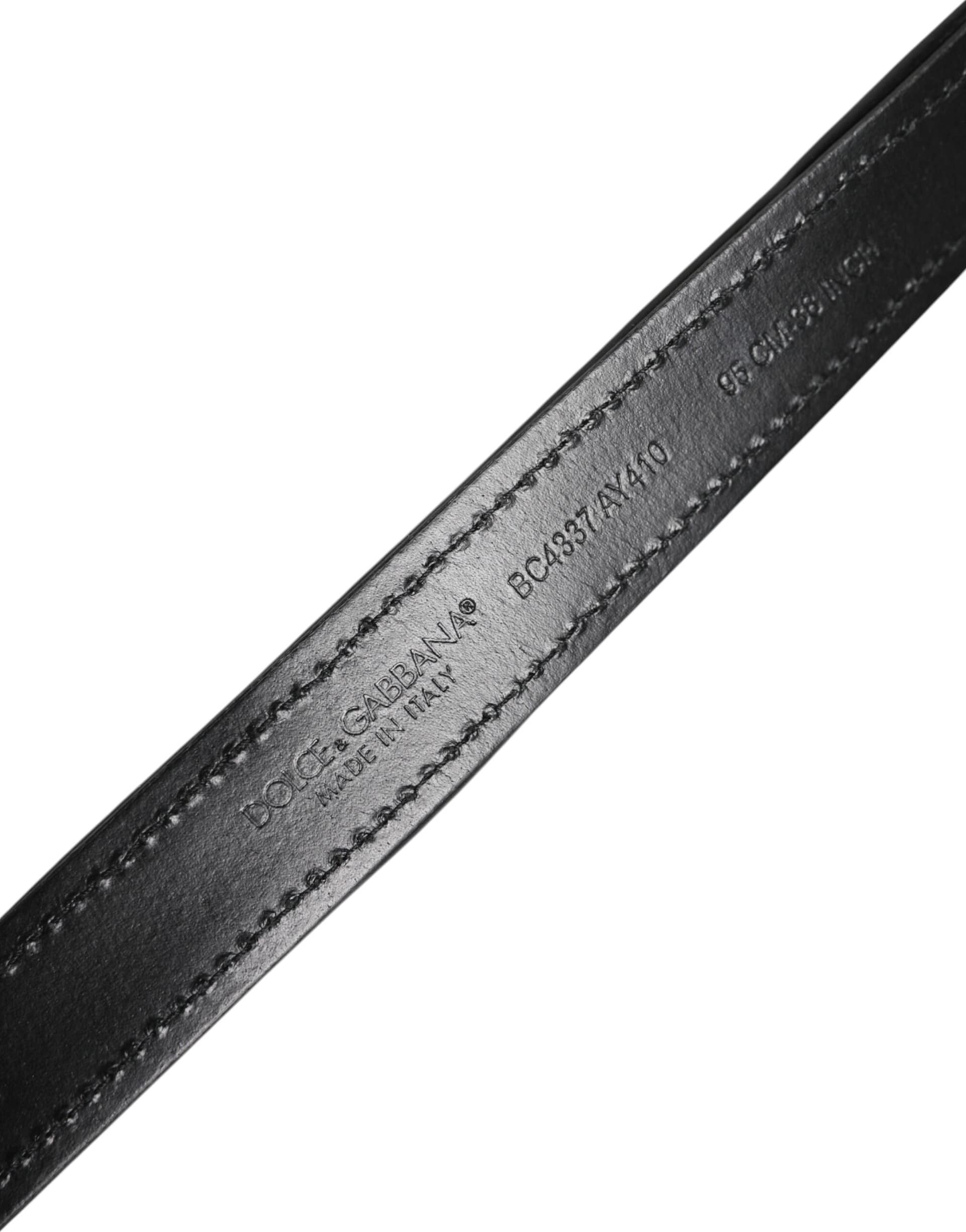 Dolce & Gabbana Black Sequin Embellished Metal Buckle Belt - Image 5
