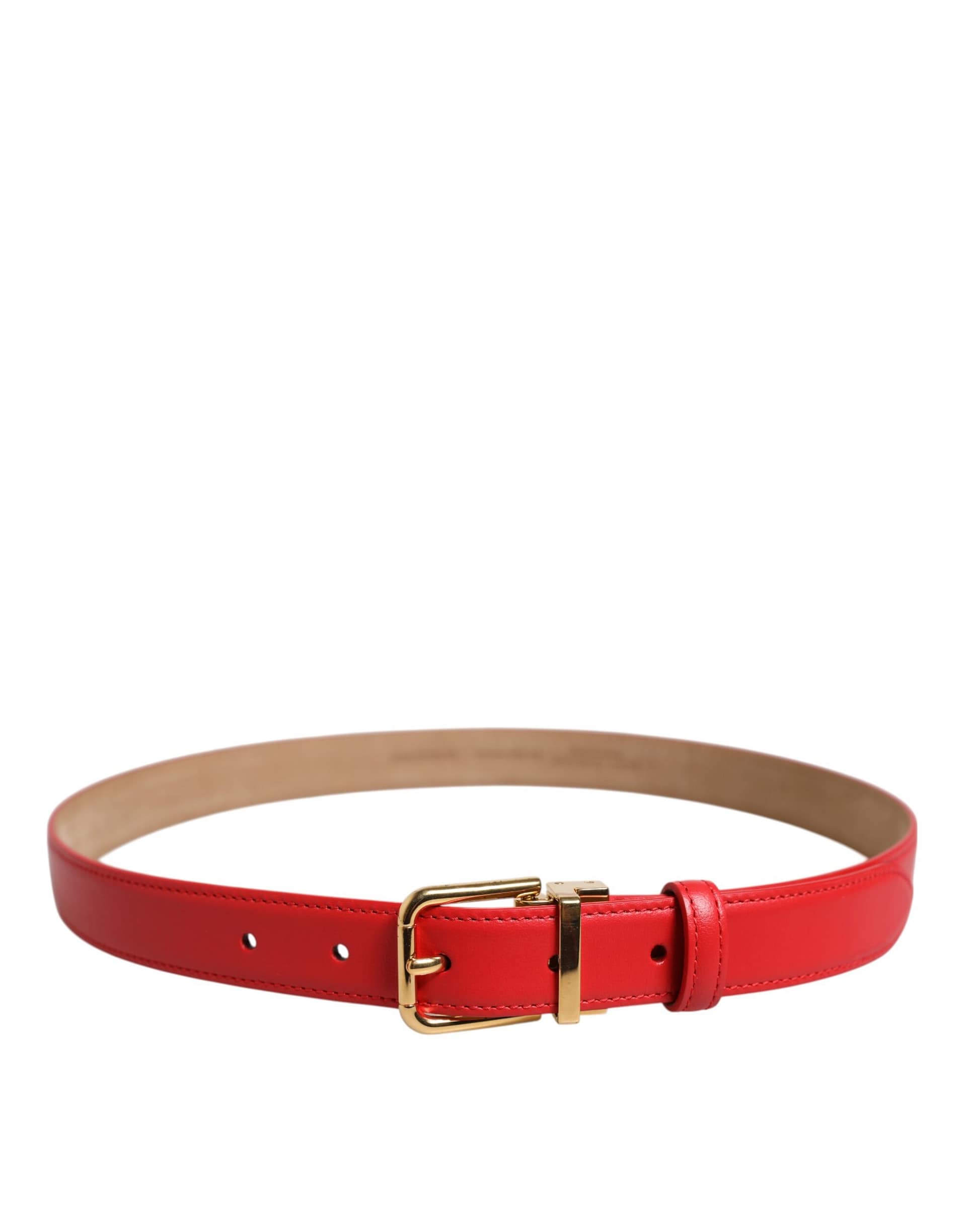 Dolce & Gabbana Red Leather Gold Metal Buckle Cintura Belt - Image 3