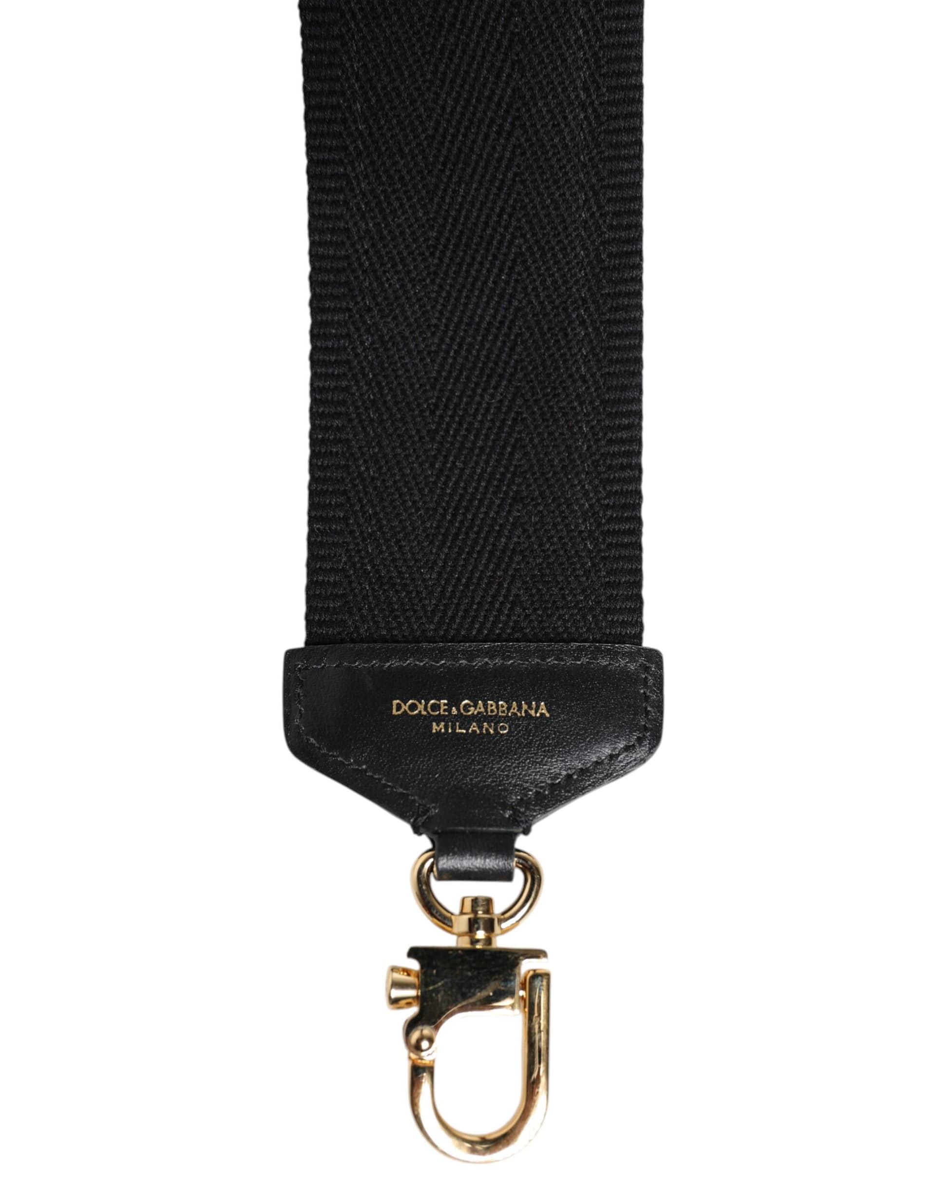 Dolce & Gabbana Black Cotton Printed Women Bag Accessory Shoulder Strap - Image 5