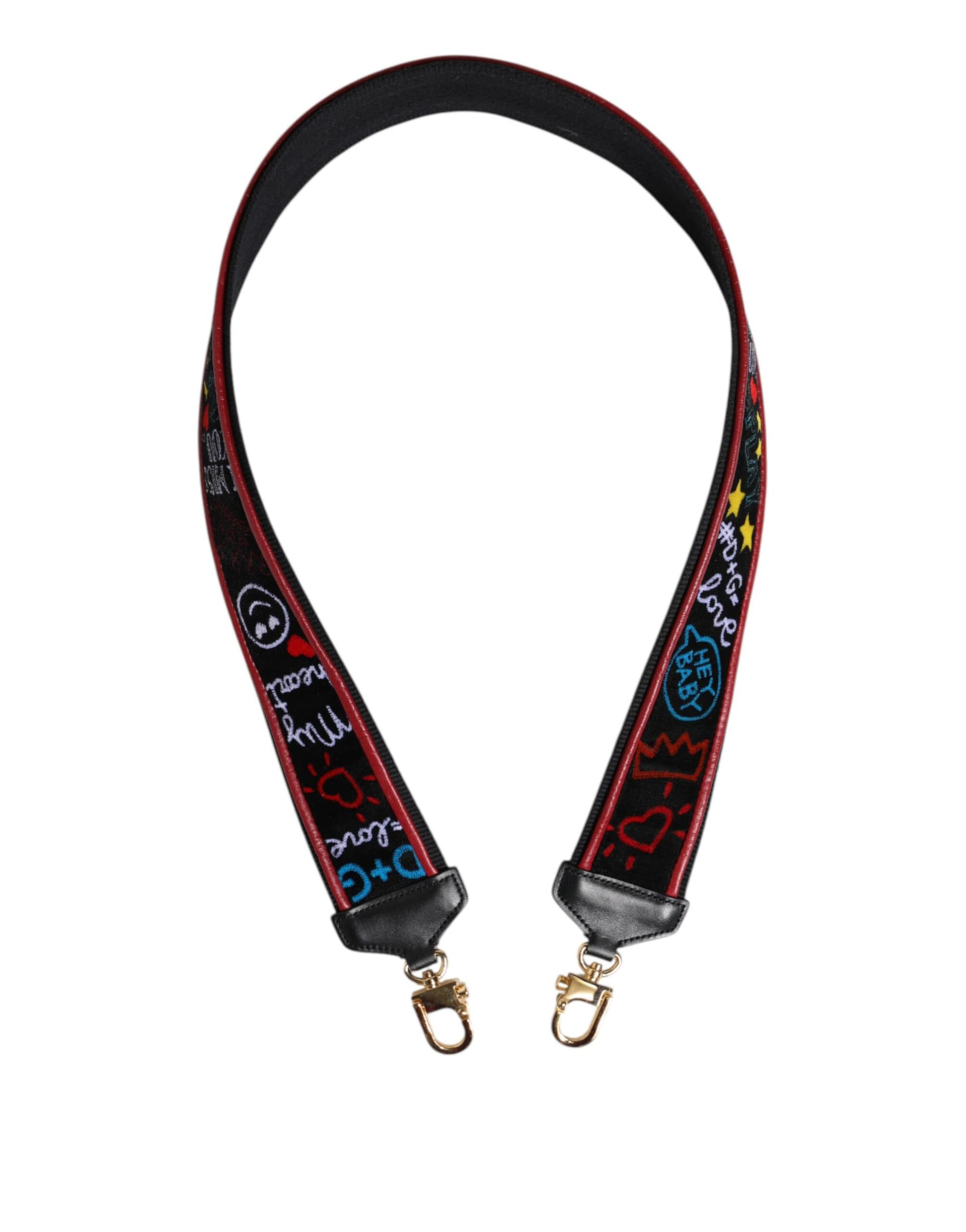 Dolce & Gabbana Black Cotton Printed Women Bag Accessory Shoulder Strap - Image 6