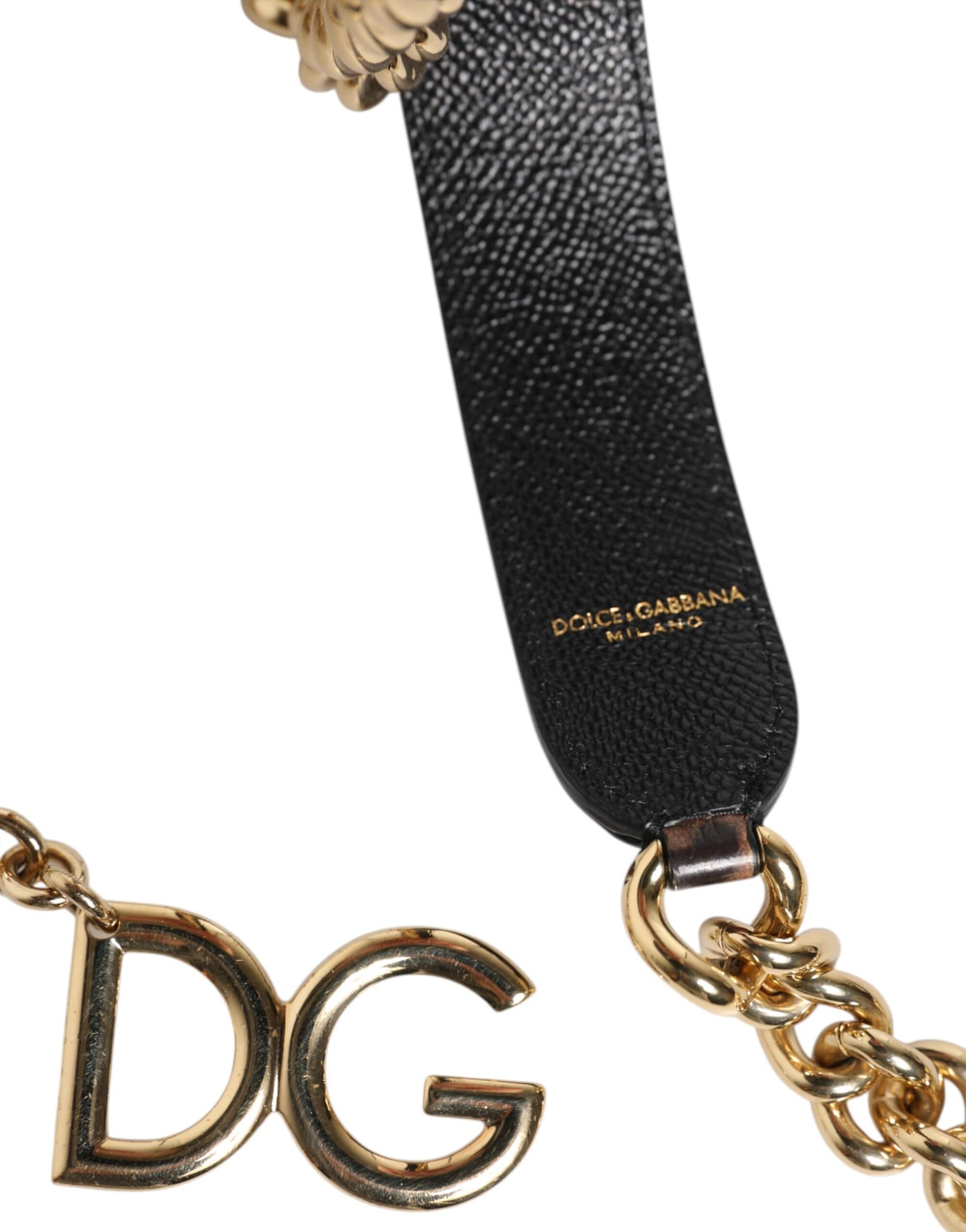 Dolce & Gabbana Brown Leopard Gold Brass Chain Accessory Shoulder Strap - Image 4