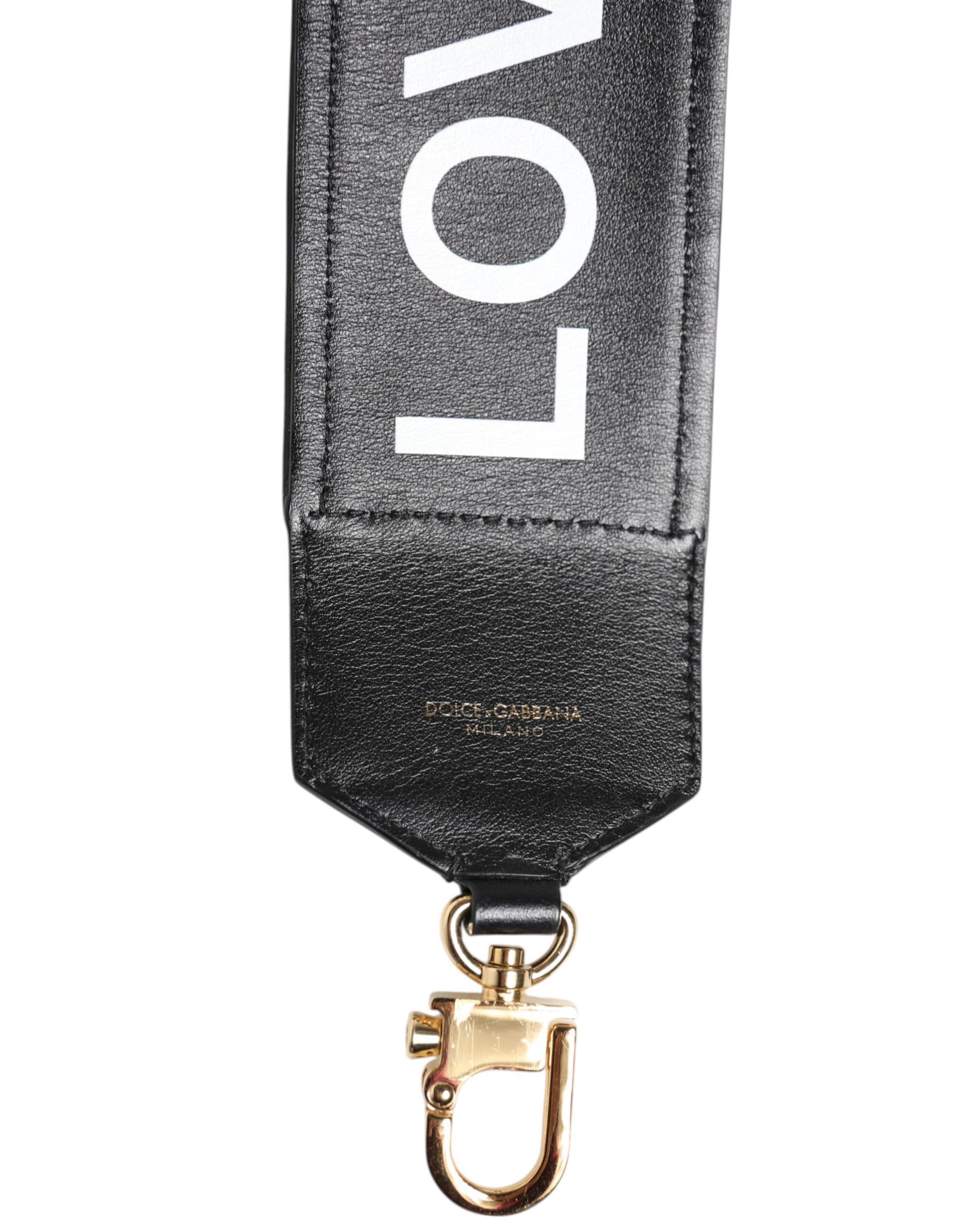 Dolce & Gabbana Black Leopard Print Reversible Bag Shoulder Strap - Image 5