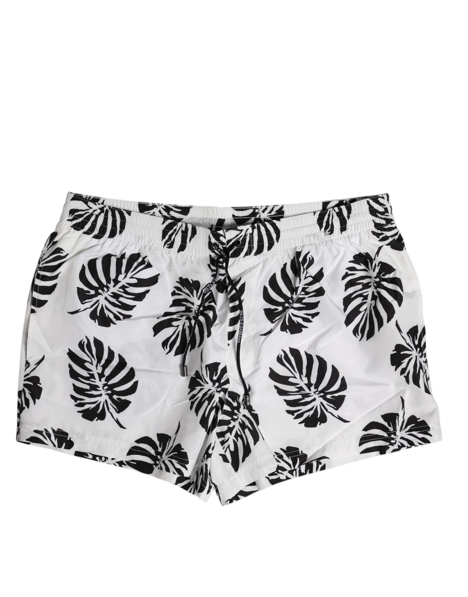 Dolce & Gabbana White Black Print Beachwear Shorts Swimwear - Image 2