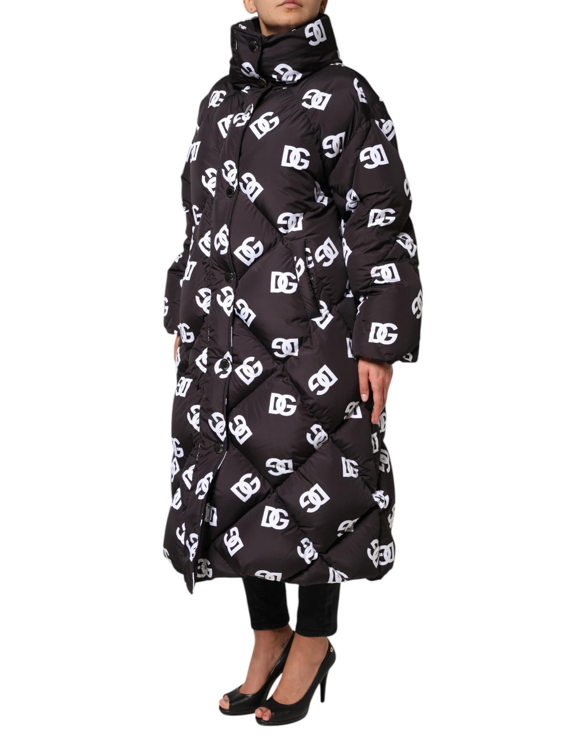Dolce & Gabbana Black DG Mania Puffer Quilted Long Coat Jacket - Image 3