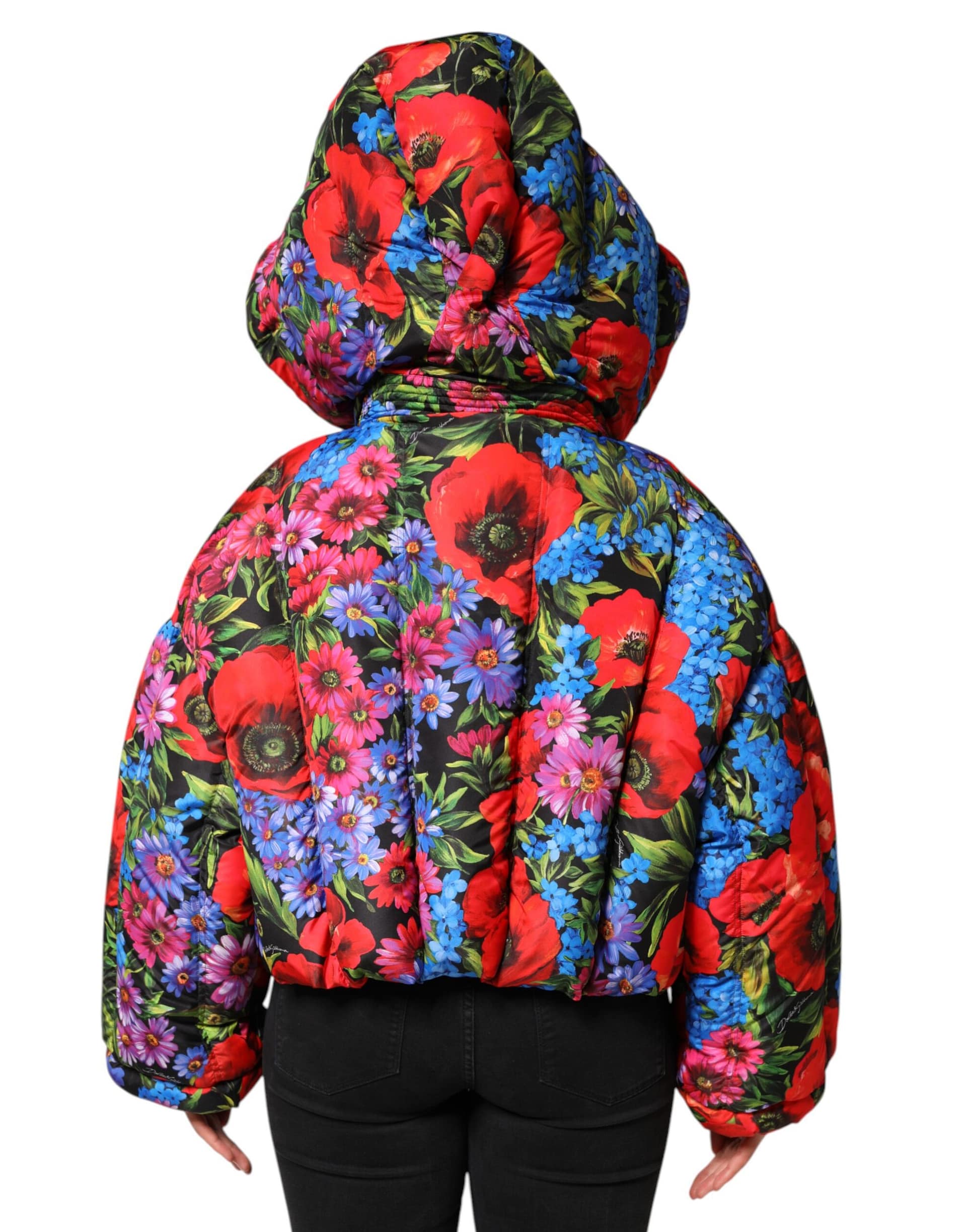 Dolce & Gabbana Multicolor Floral Hooded Puffer Coat Jacket - Image 4