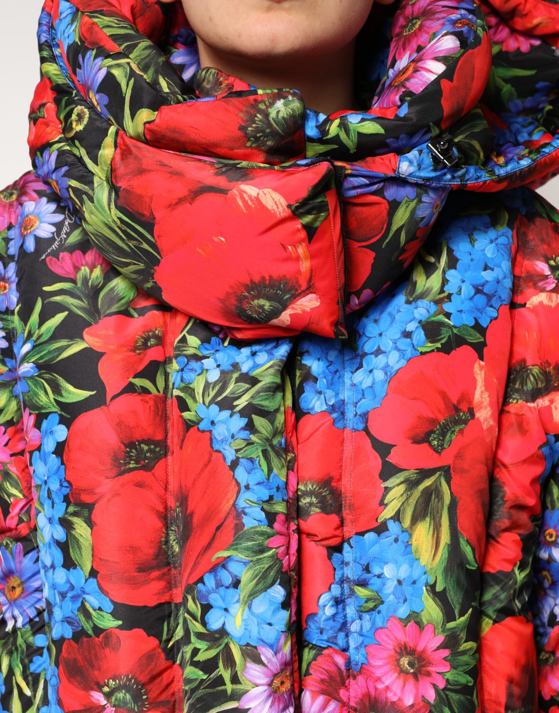 Dolce & Gabbana Multicolor Floral Hooded Puffer Coat Jacket - Image 5