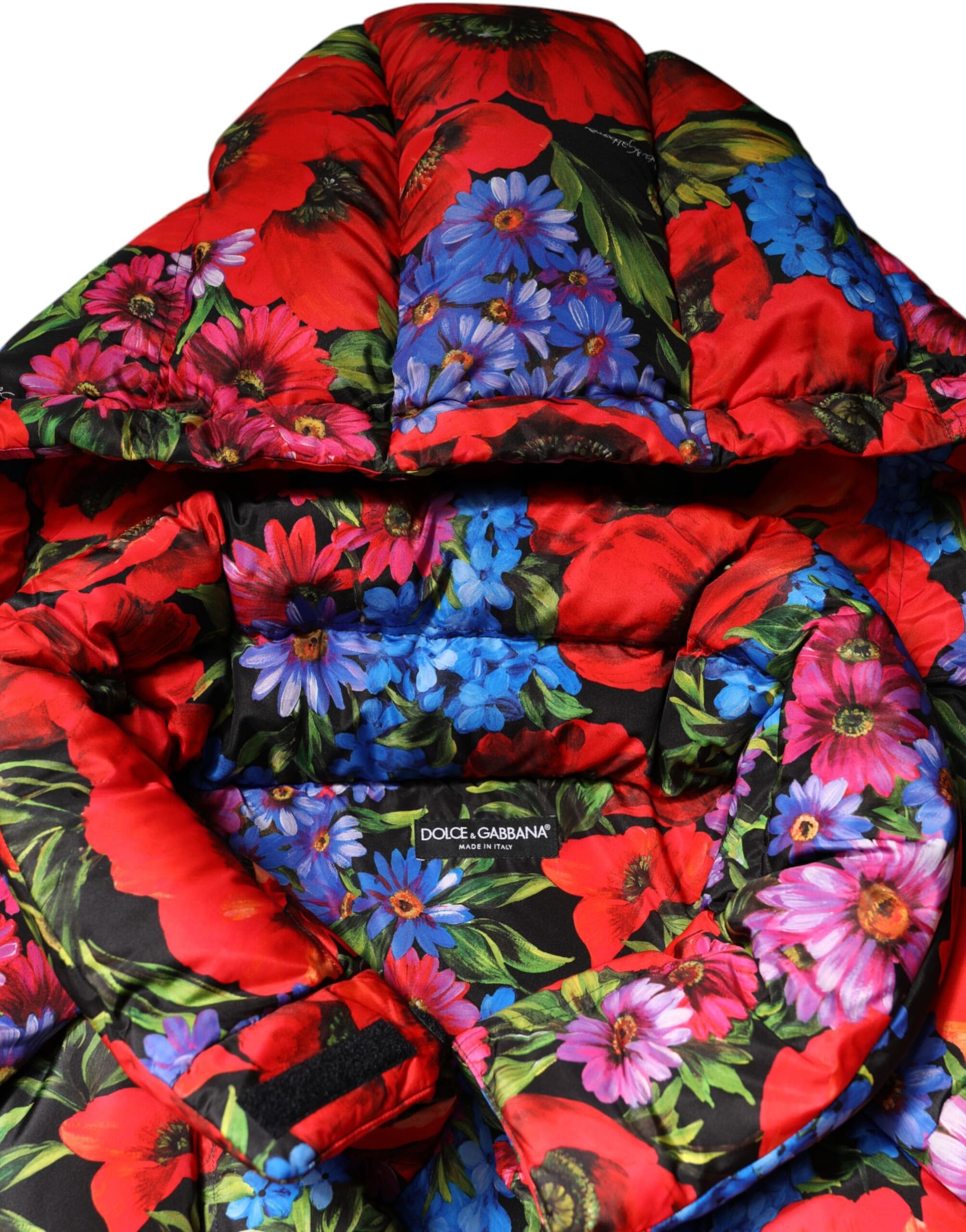 Dolce & Gabbana Multicolor Floral Hooded Puffer Coat Jacket - Image 7