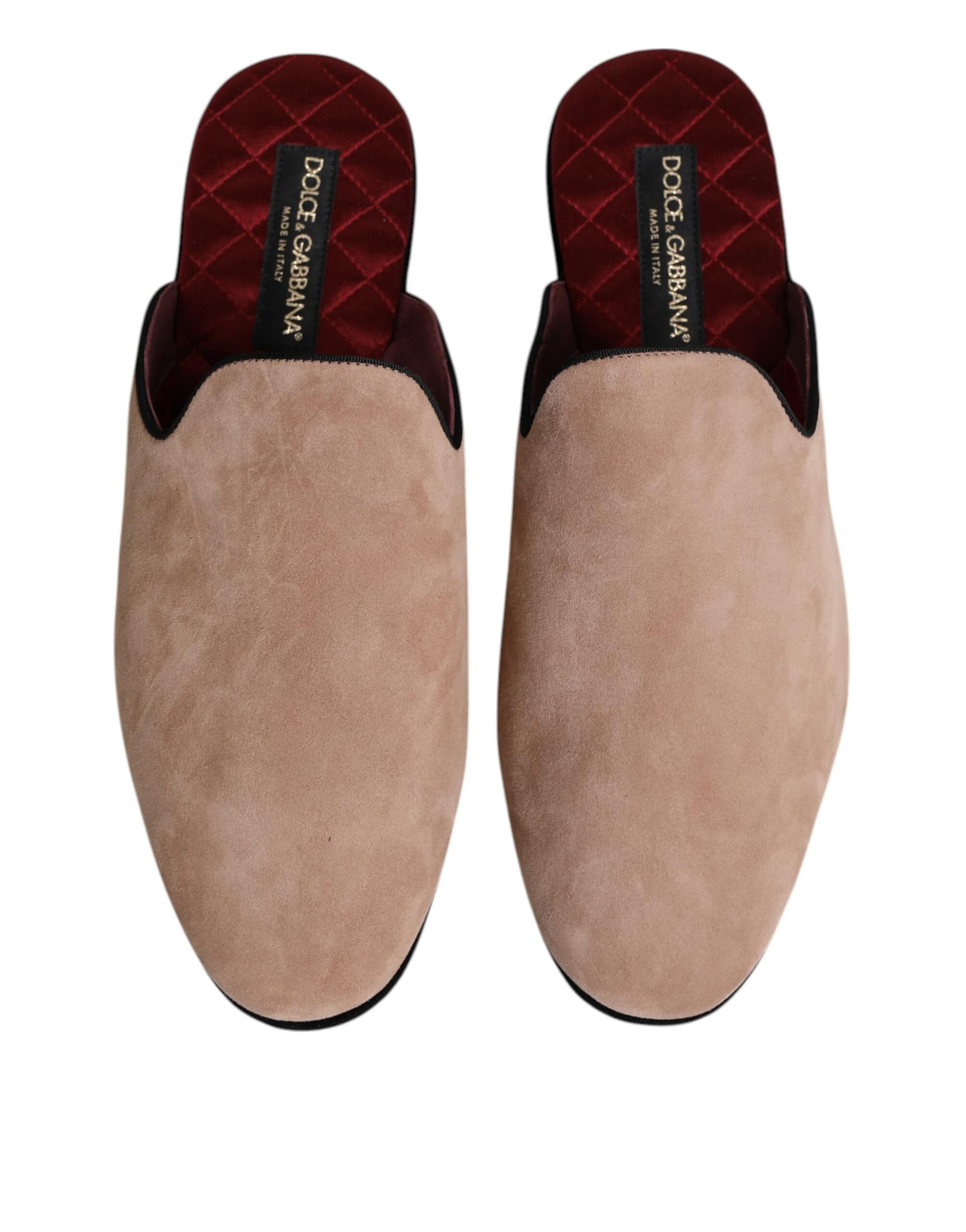 Dolce & Gabbana Beige Capra Suede Slides Flat Slipper Shoes - Image 3
