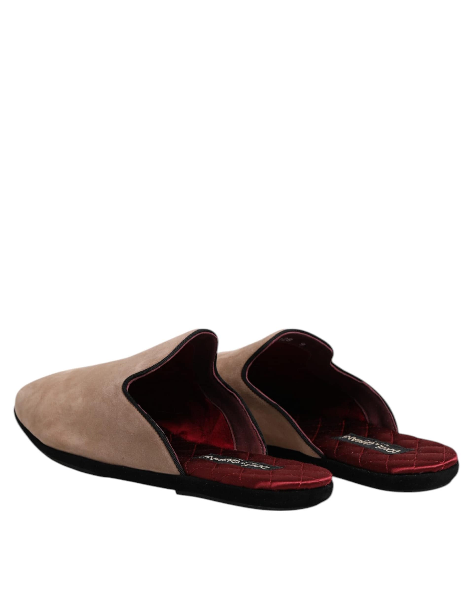 Dolce & Gabbana Beige Capra Suede Slides Flat Slipper Shoes - Image 5