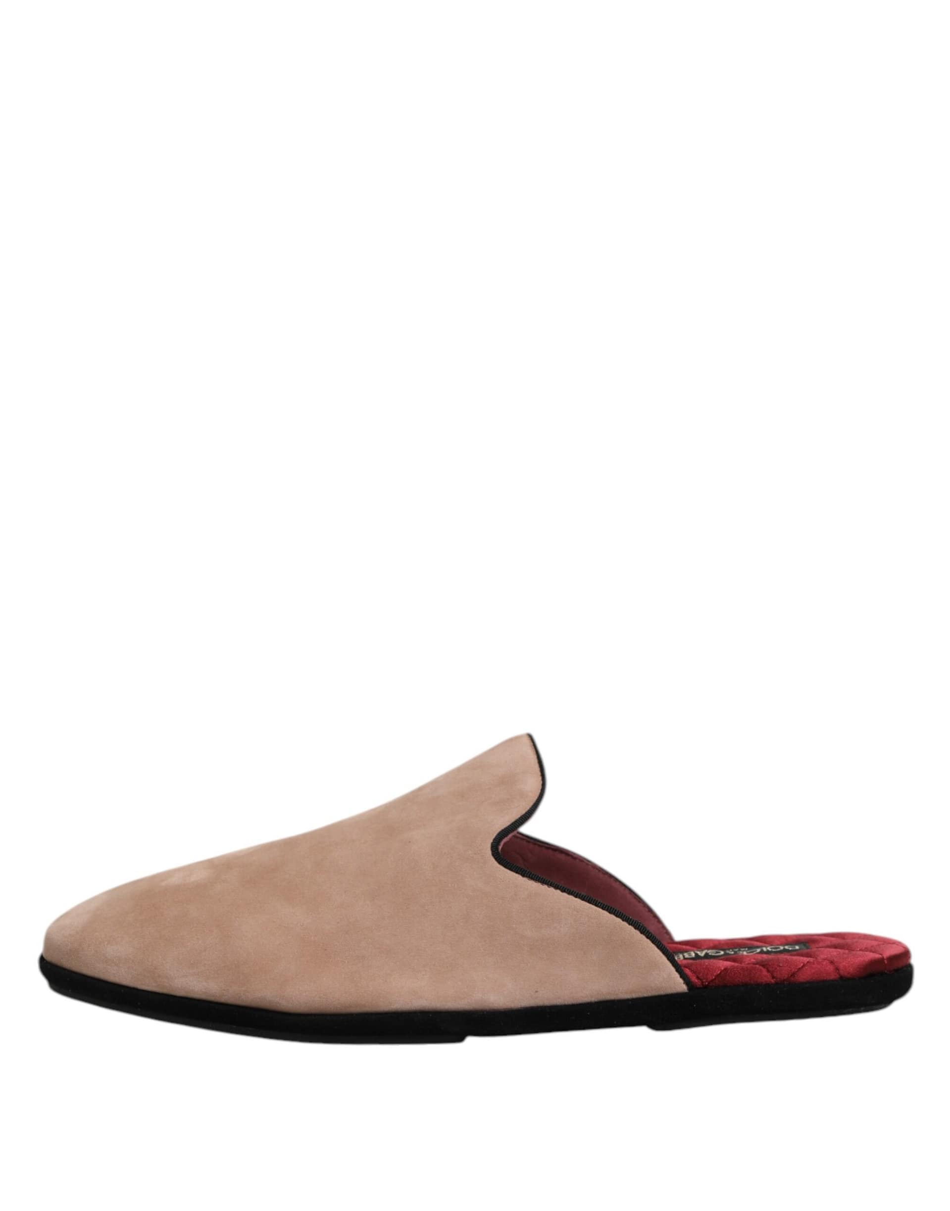 Dolce & Gabbana Beige Capra Suede Slides Flat Slipper Shoes - Image 6