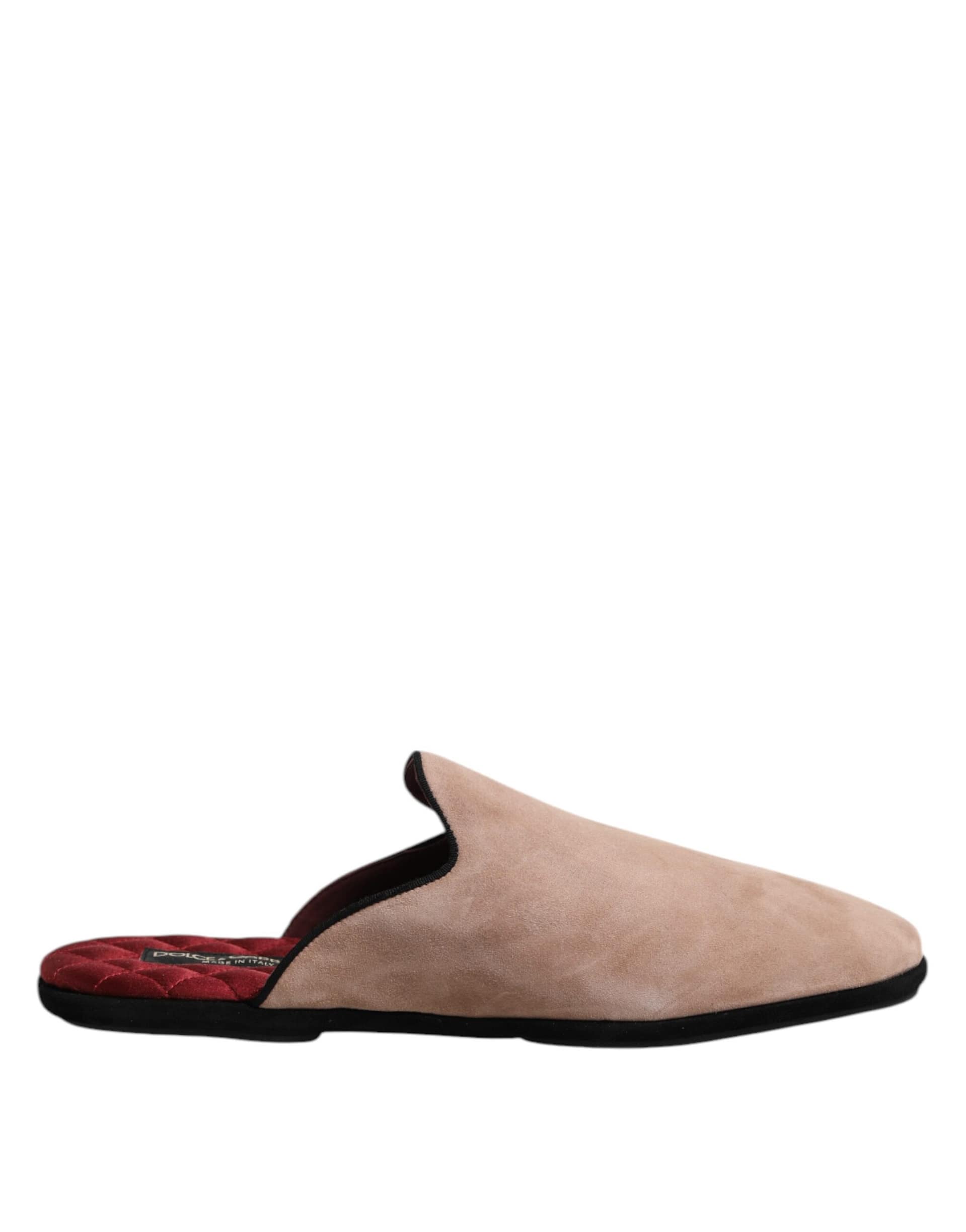 Dolce & Gabbana Beige Capra Suede Slides Flat Slipper Shoes - Image 7