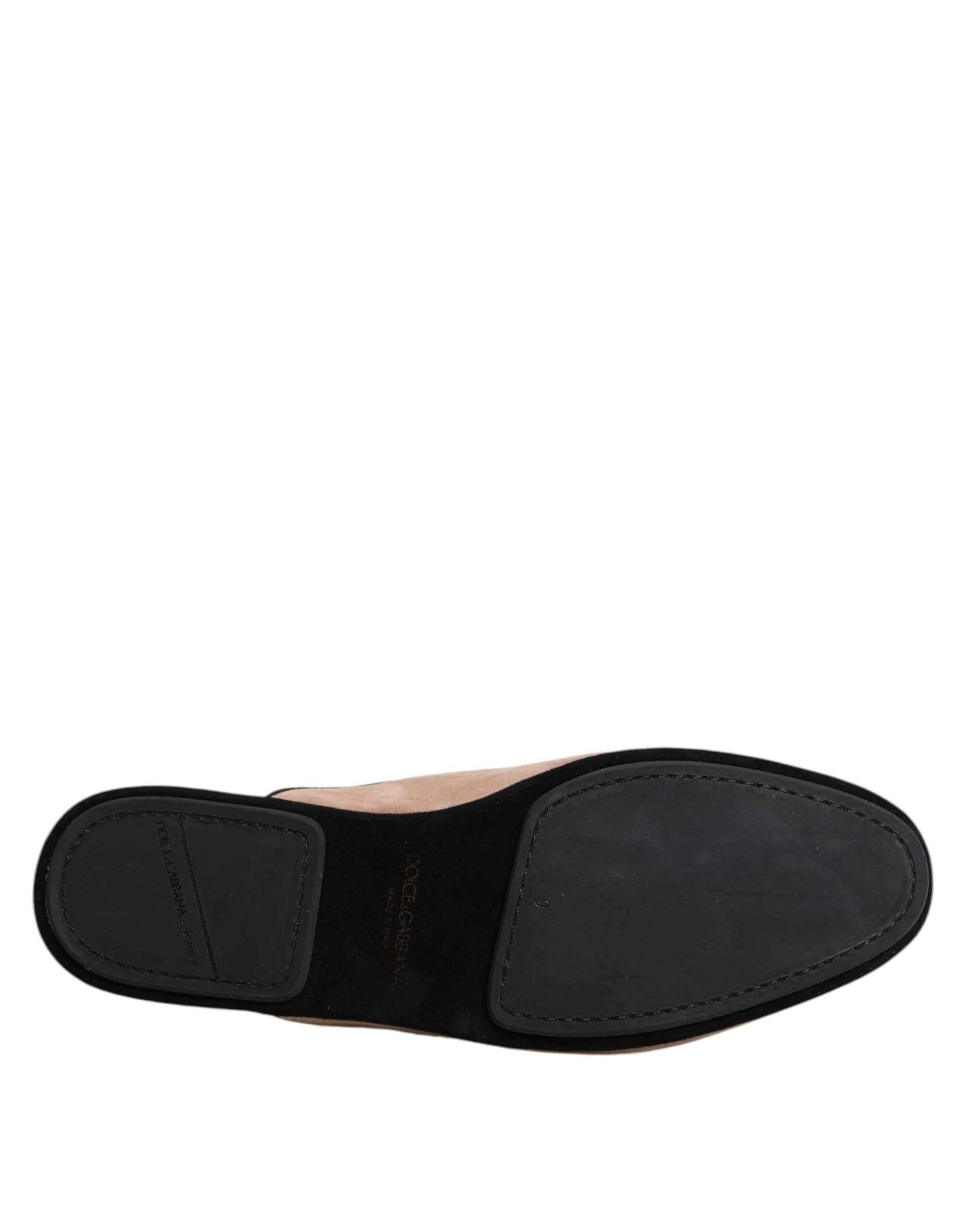 Dolce & Gabbana Beige Capra Suede Slides Flat Slipper Shoes - Image 8