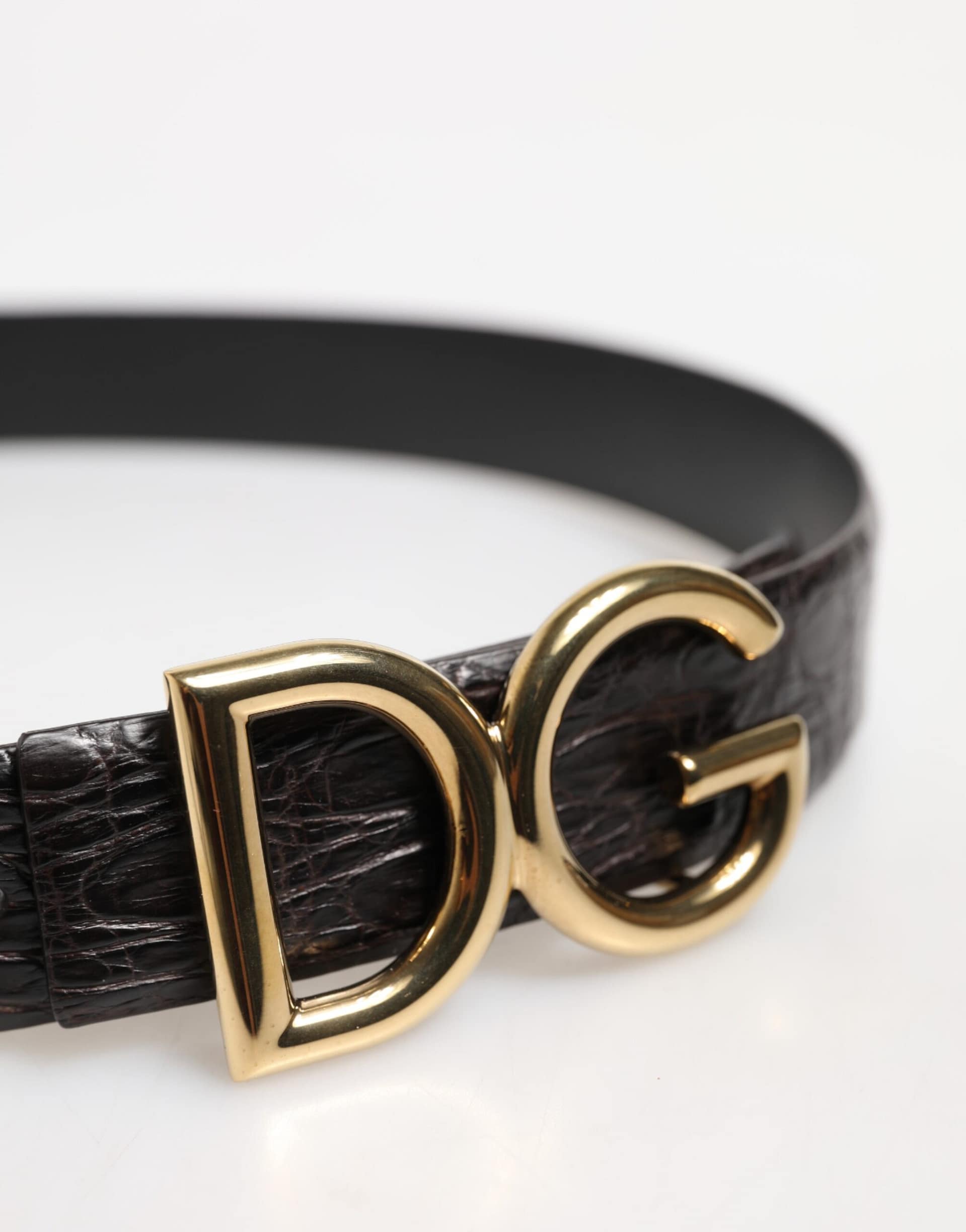 Dolce & Gabbana Black Exotic Leather DG Logo Buckle Belt - Image 4