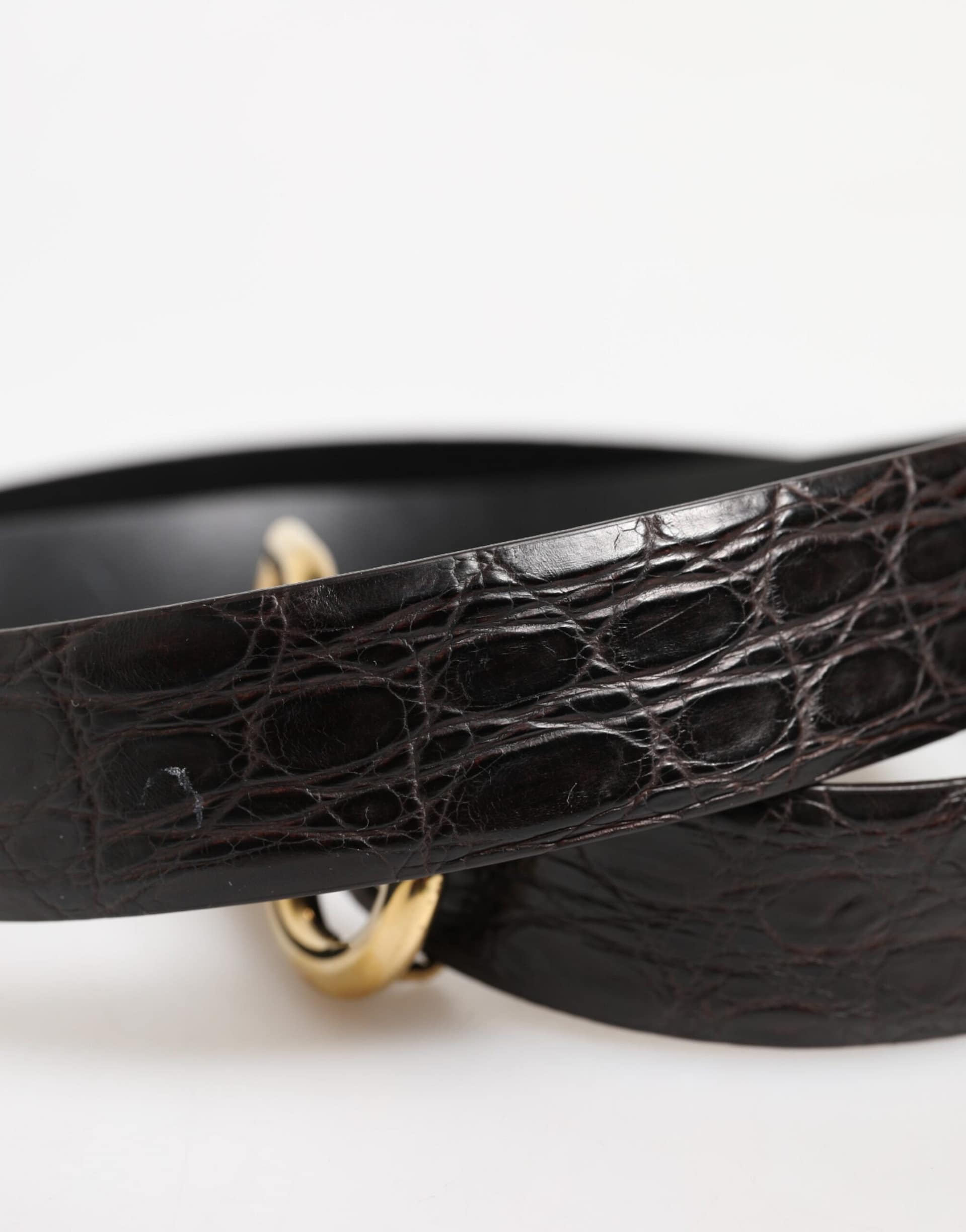 Dolce & Gabbana Black Exotic Leather DG Logo Buckle Belt - Image 5