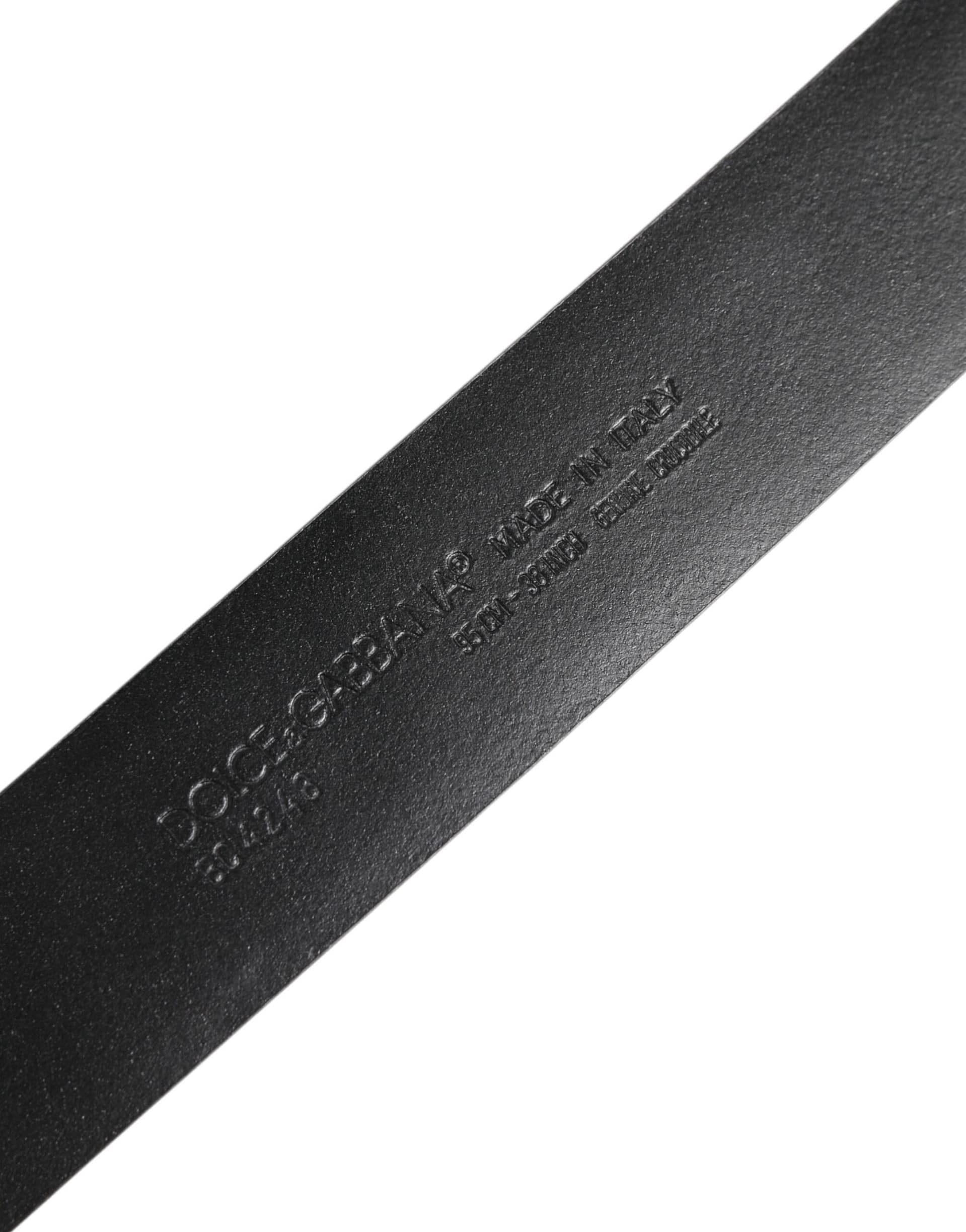 Dolce & Gabbana Black Exotic Leather DG Logo Buckle Belt - Image 6