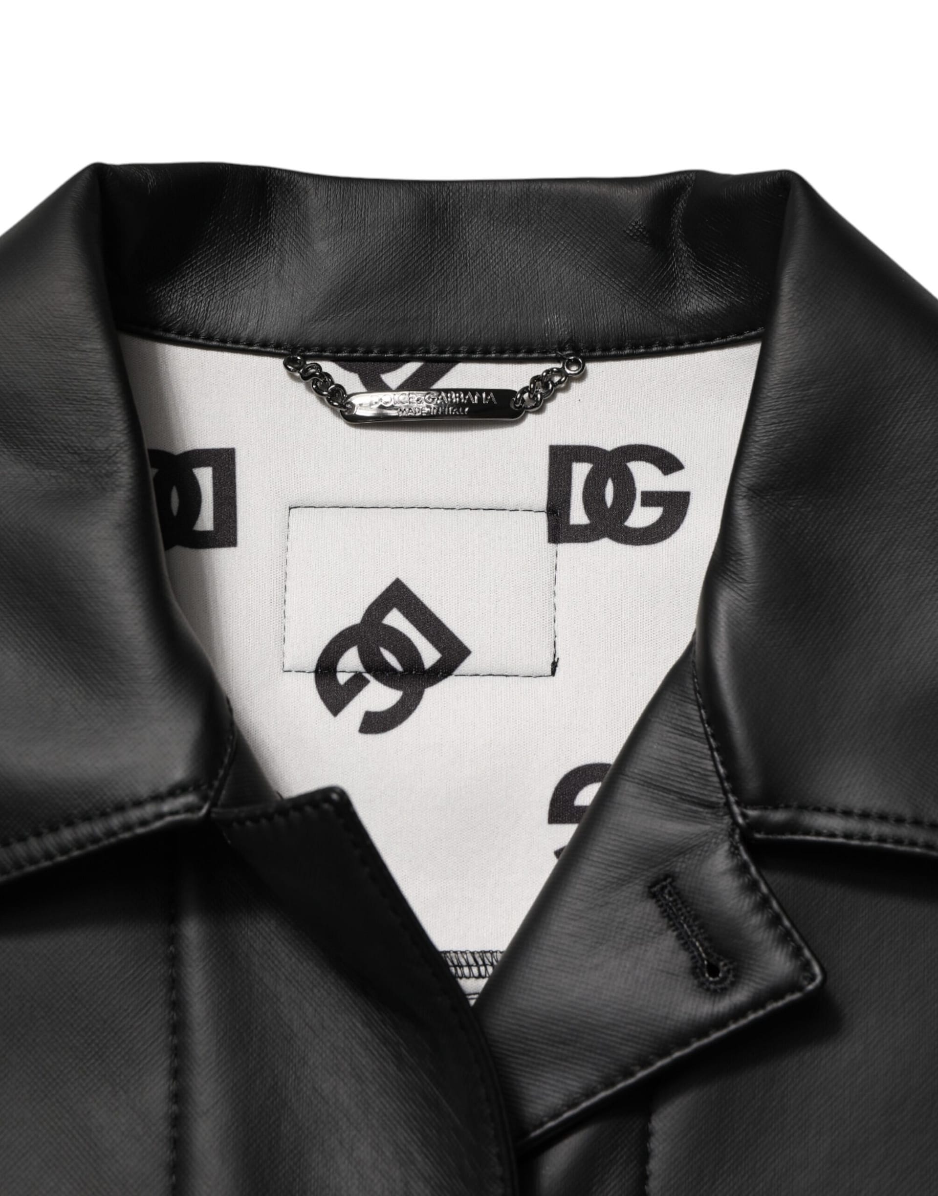 Dolce & Gabbana Black Polyester Button Down Biker Jacket - Image 7