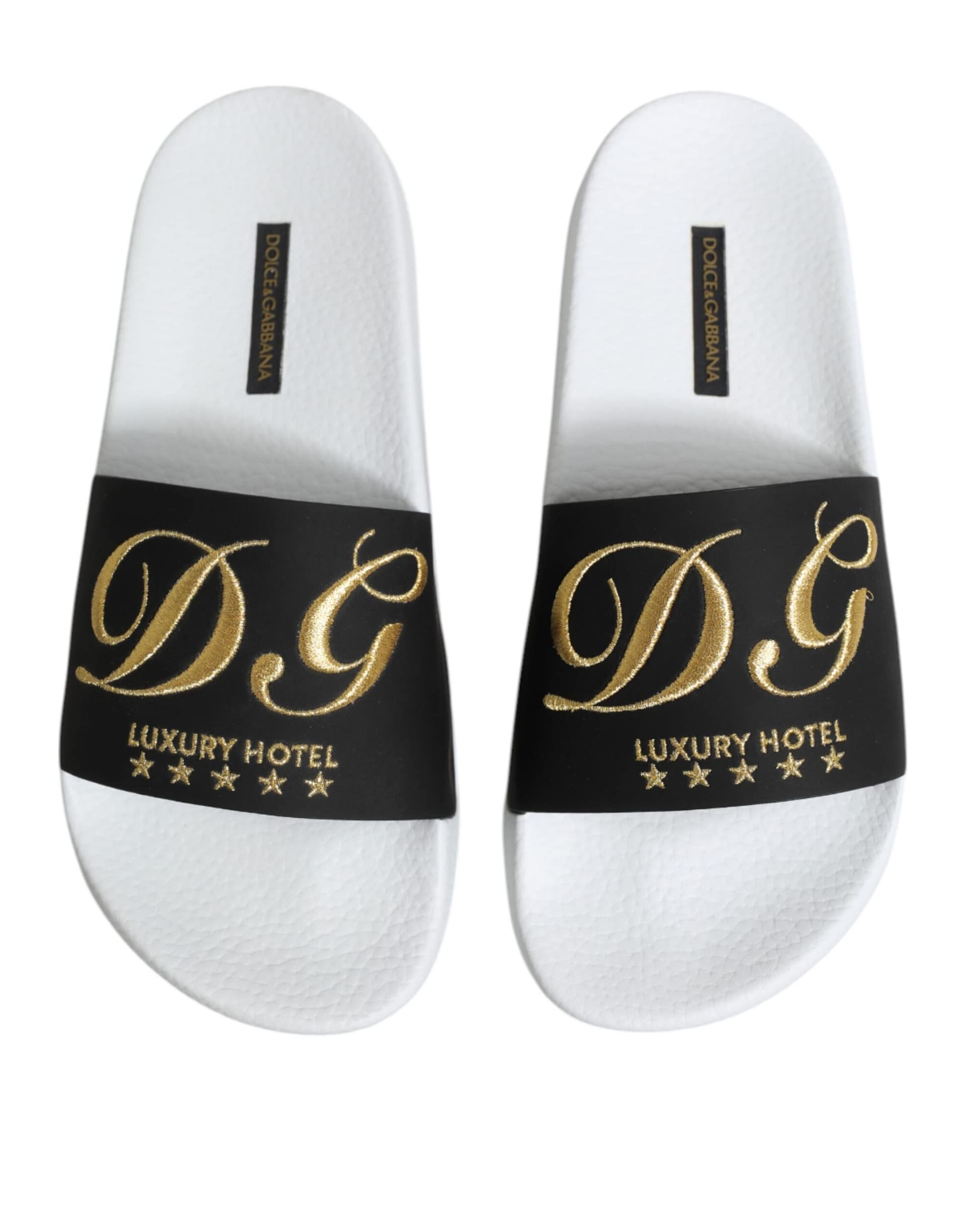 Dolce & Gabbana White Black Leather Sandals Beachwear Shoes - Image 3