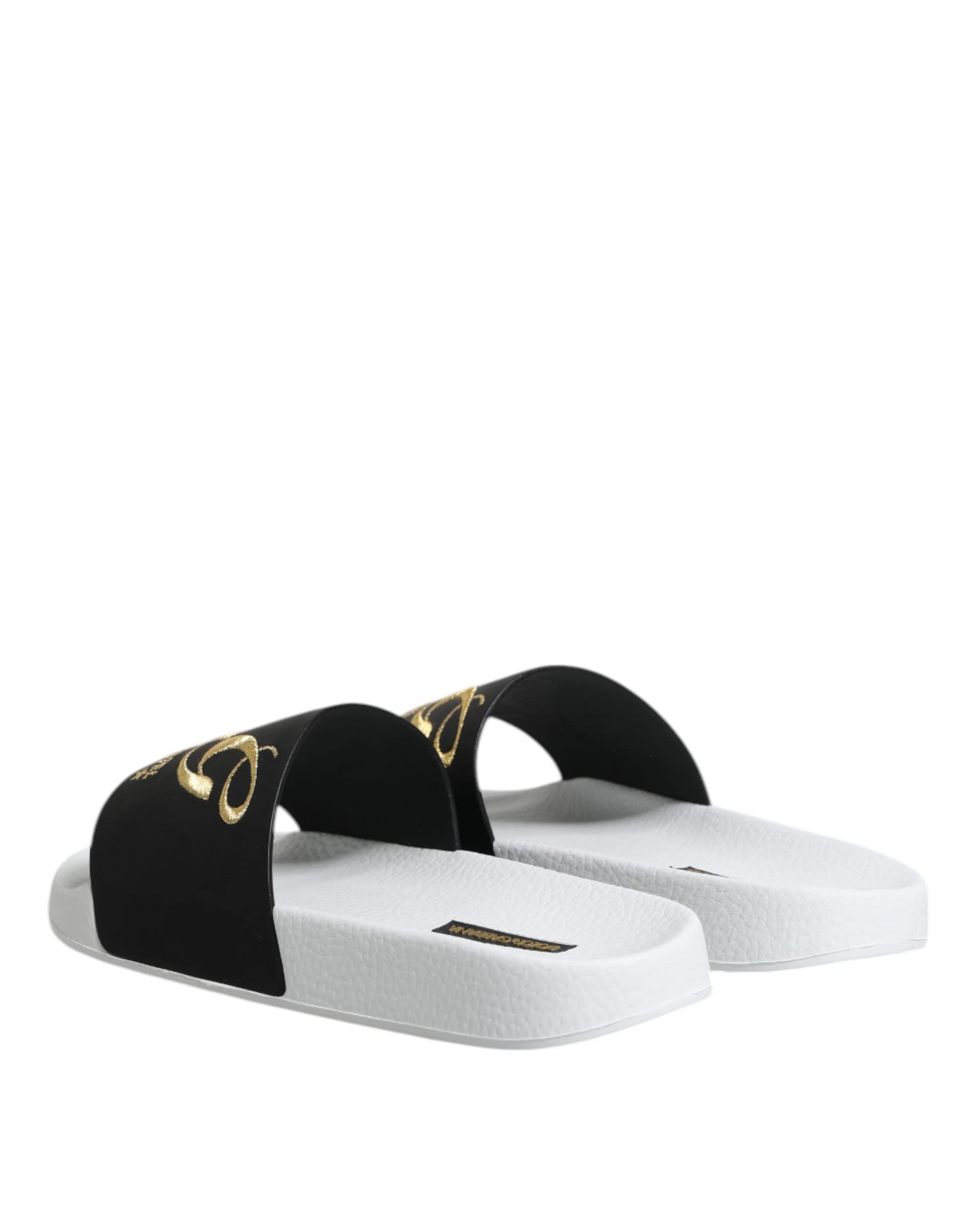 Dolce & Gabbana White Black Leather Sandals Beachwear Shoes - Image 5