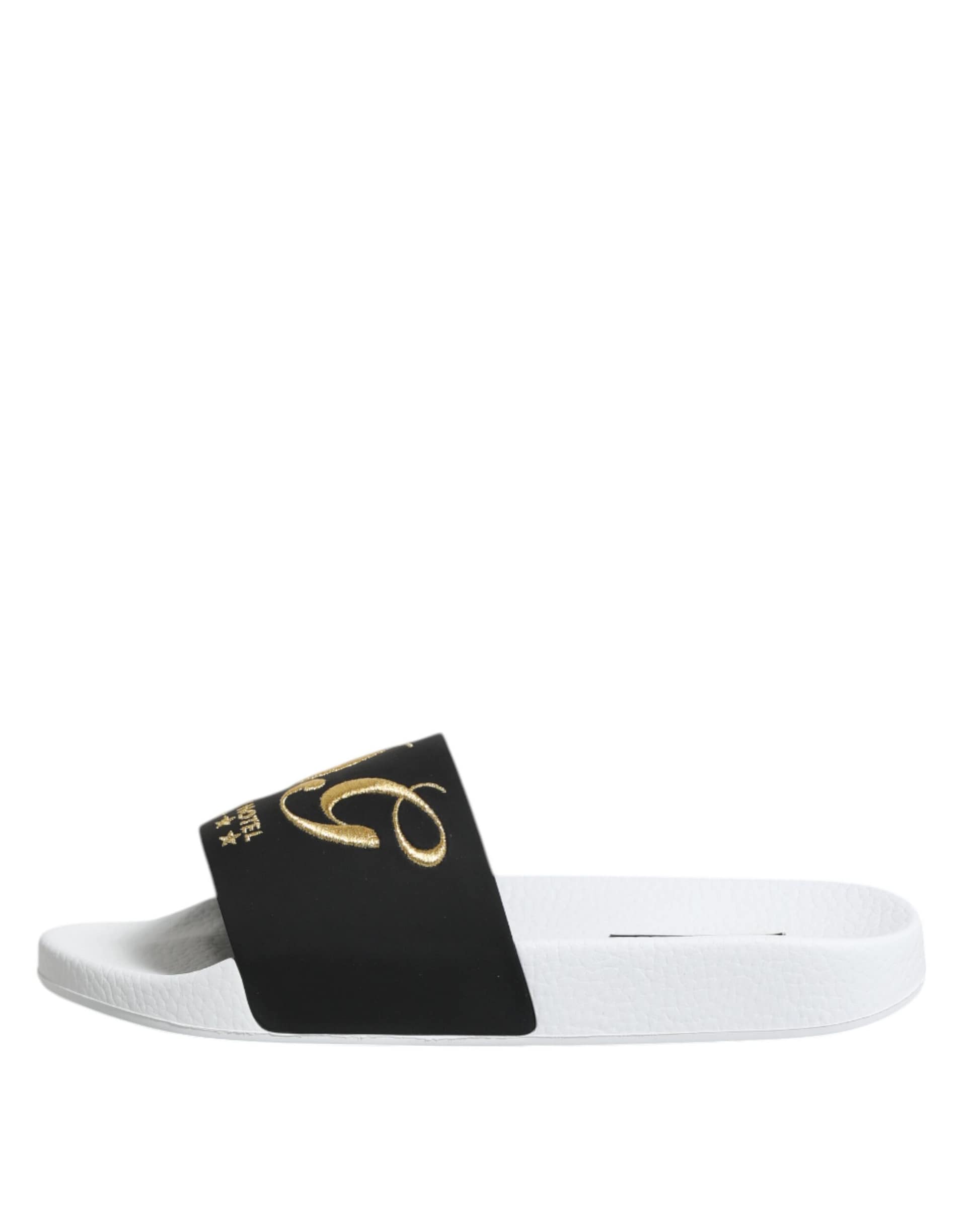 Dolce & Gabbana White Black Leather Sandals Beachwear Shoes - Image 6