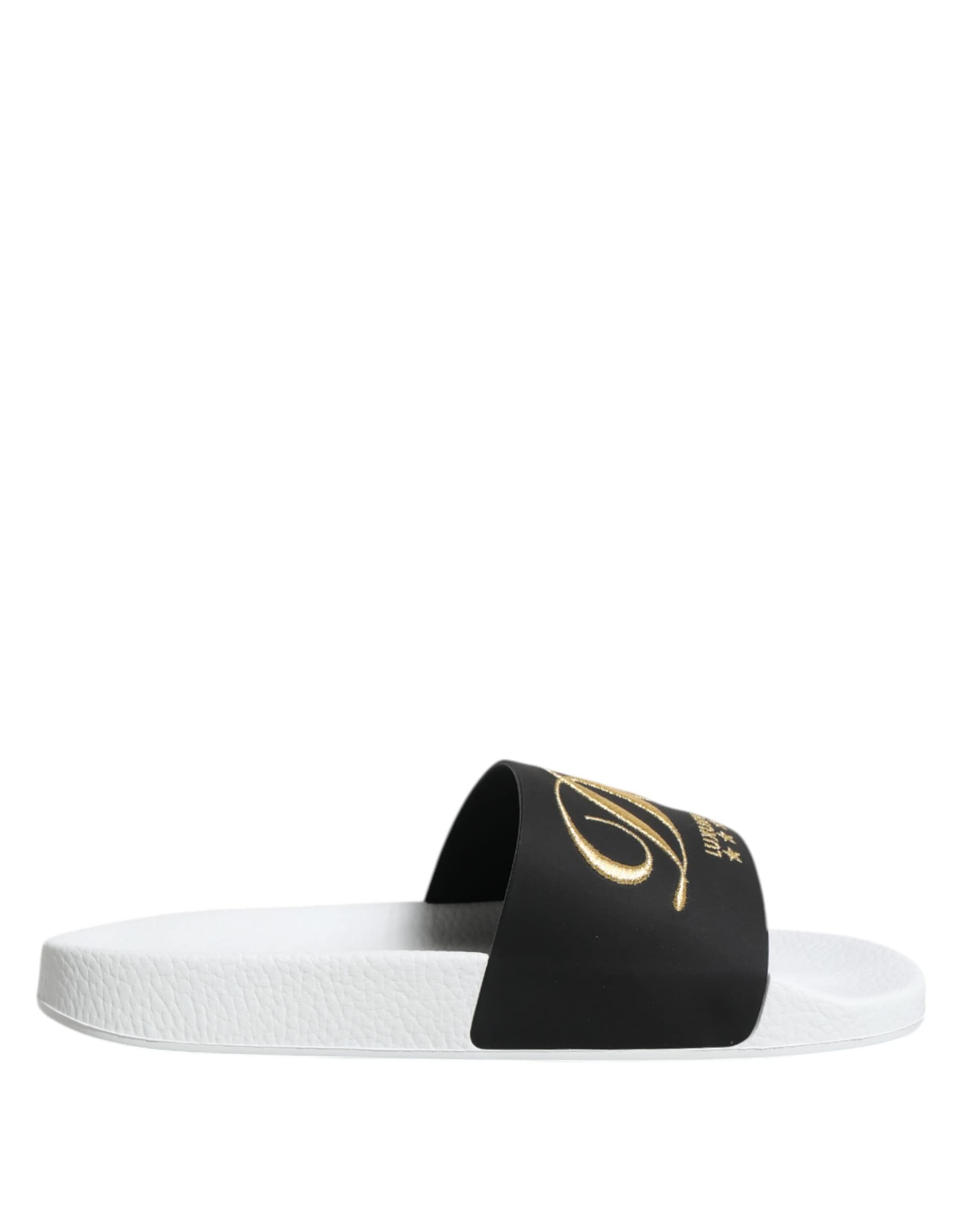 Dolce & Gabbana White Black Leather Sandals Beachwear Shoes - Image 7