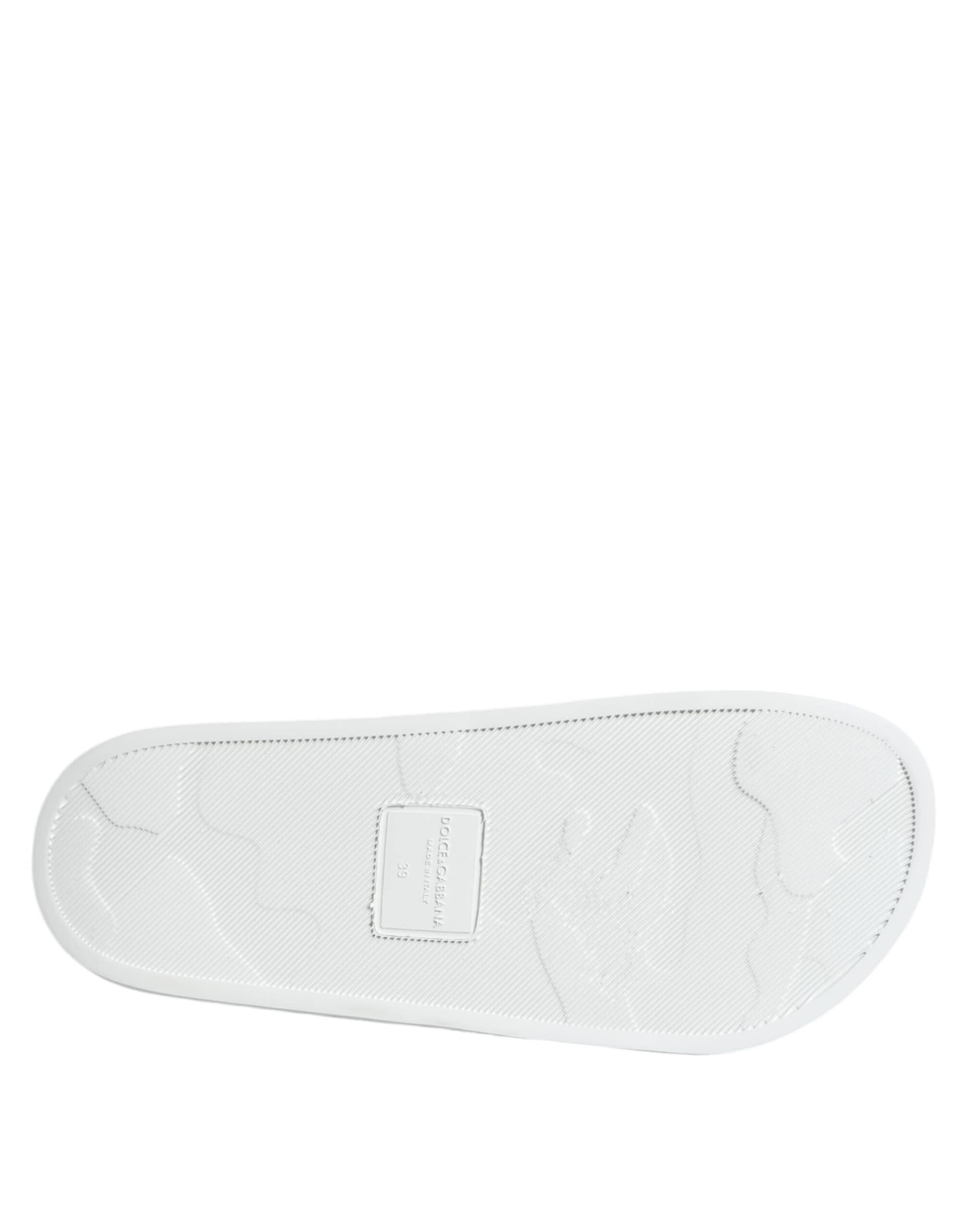 Dolce & Gabbana White Black Leather Sandals Beachwear Shoes - Image 8