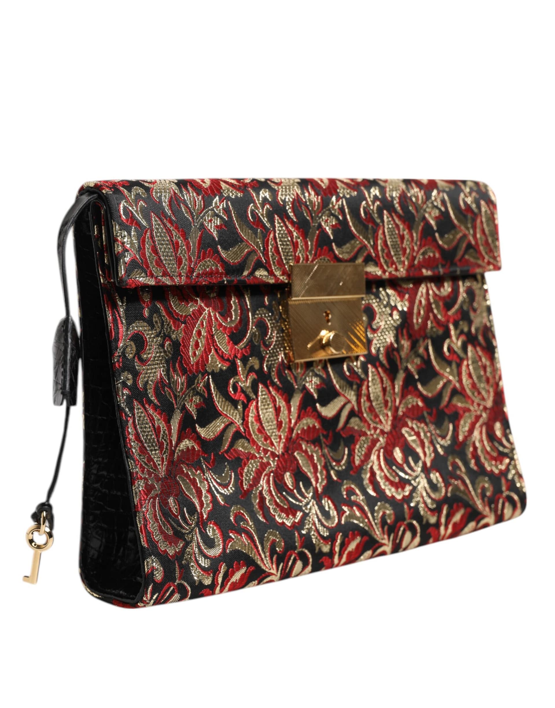 Dolce & Gabbana Multicolor Jacquard Floral Document Briefcase Bag - Image 3