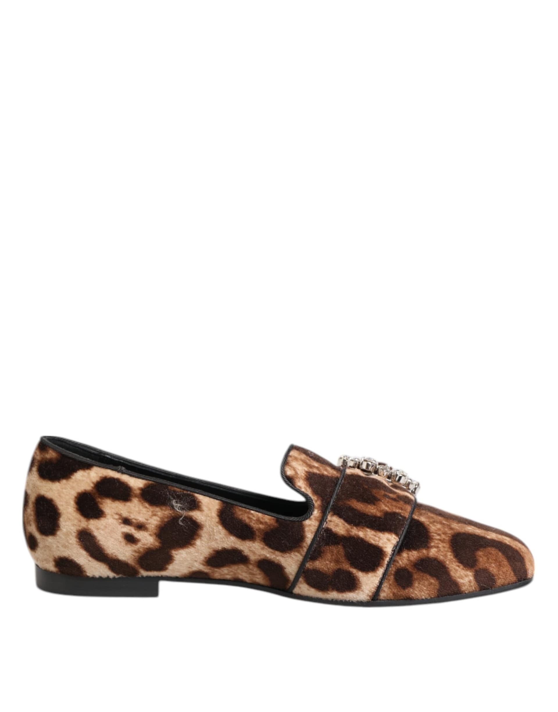 Dolce & Gabbana Brown Leopard Print Crystals Loafers Flats Shoes - Image 2