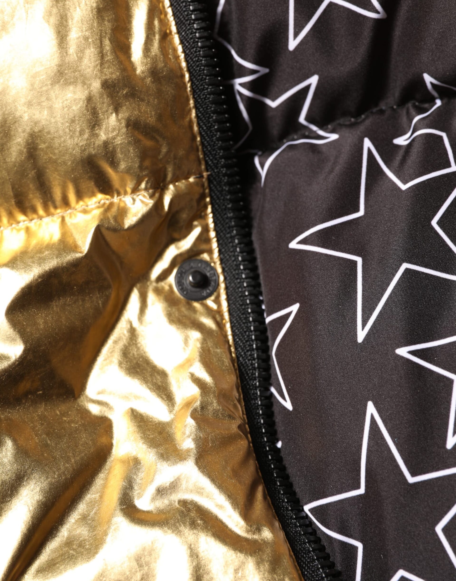 Dolce & Gabbana Gold Hooded Puffer Quilted Full Zip Jacket - Image 8