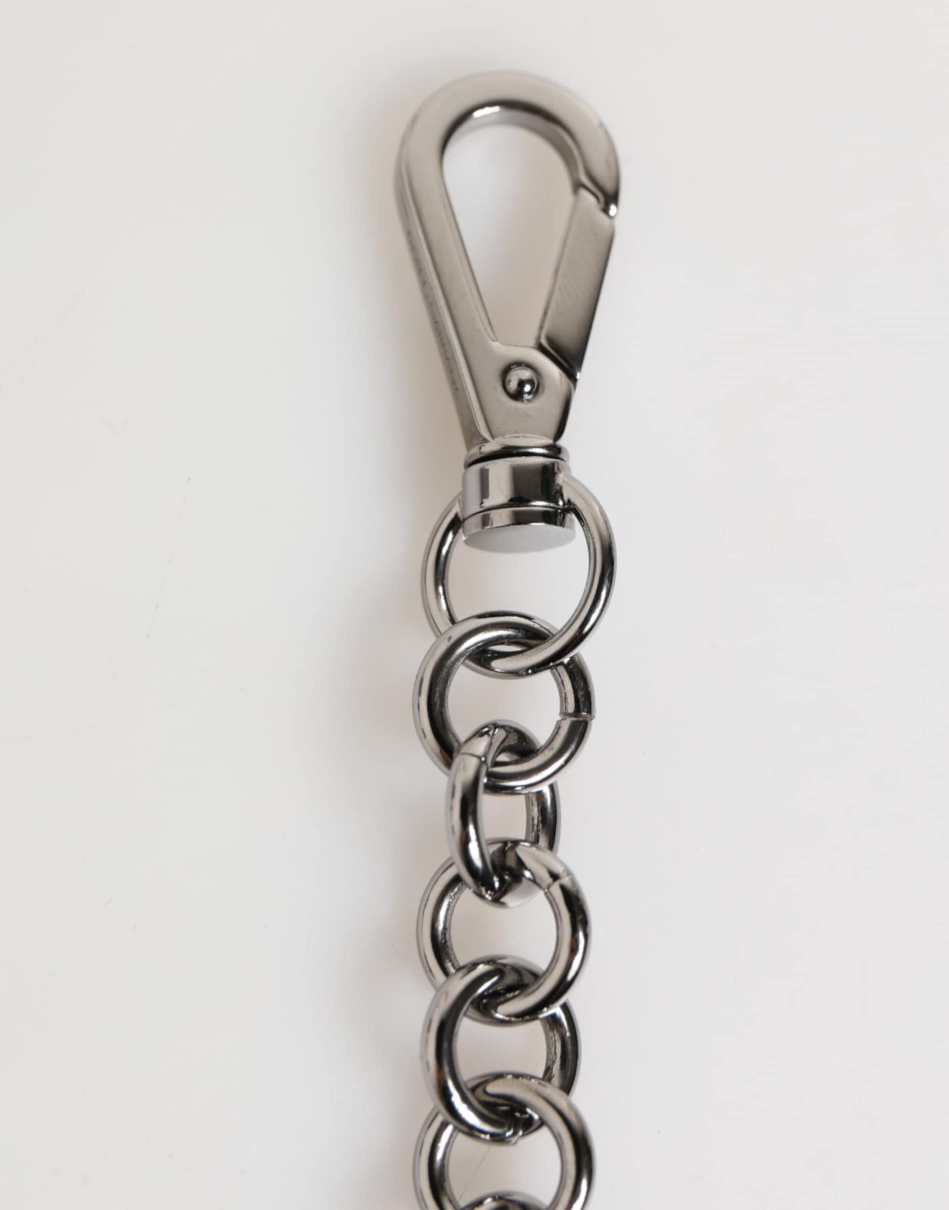 Dolce & Gabbana Black White DG Rubber Logo Silver Men Keychain Keyring - Image 4