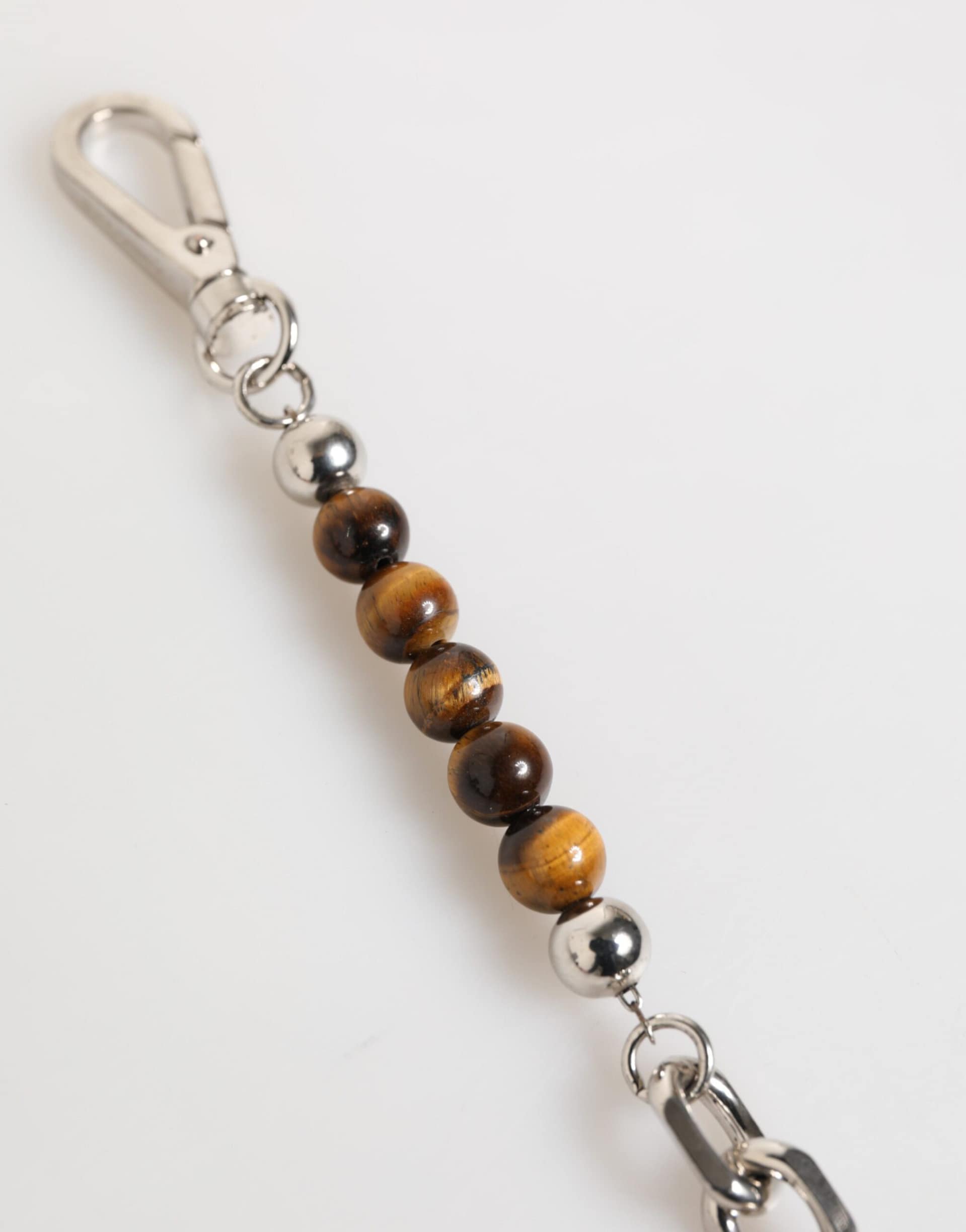 Dolce & Gabbana Silver Chain Brass Beaded Lobster Clasp Logo Men Bracelet - Image 5