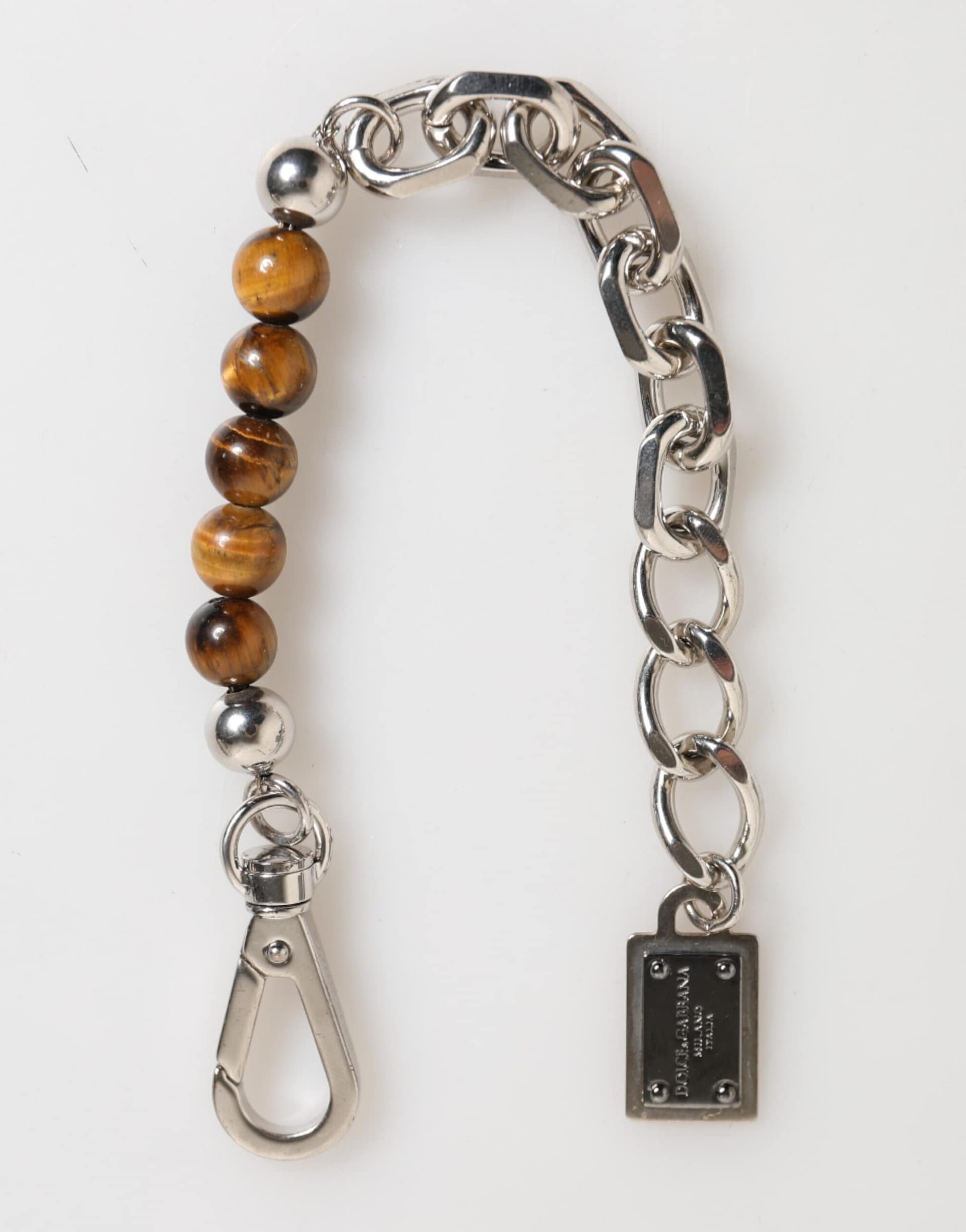 Dolce & Gabbana Silver Chain Brass Beaded Lobster Clasp Logo Men Bracelet - Image 6