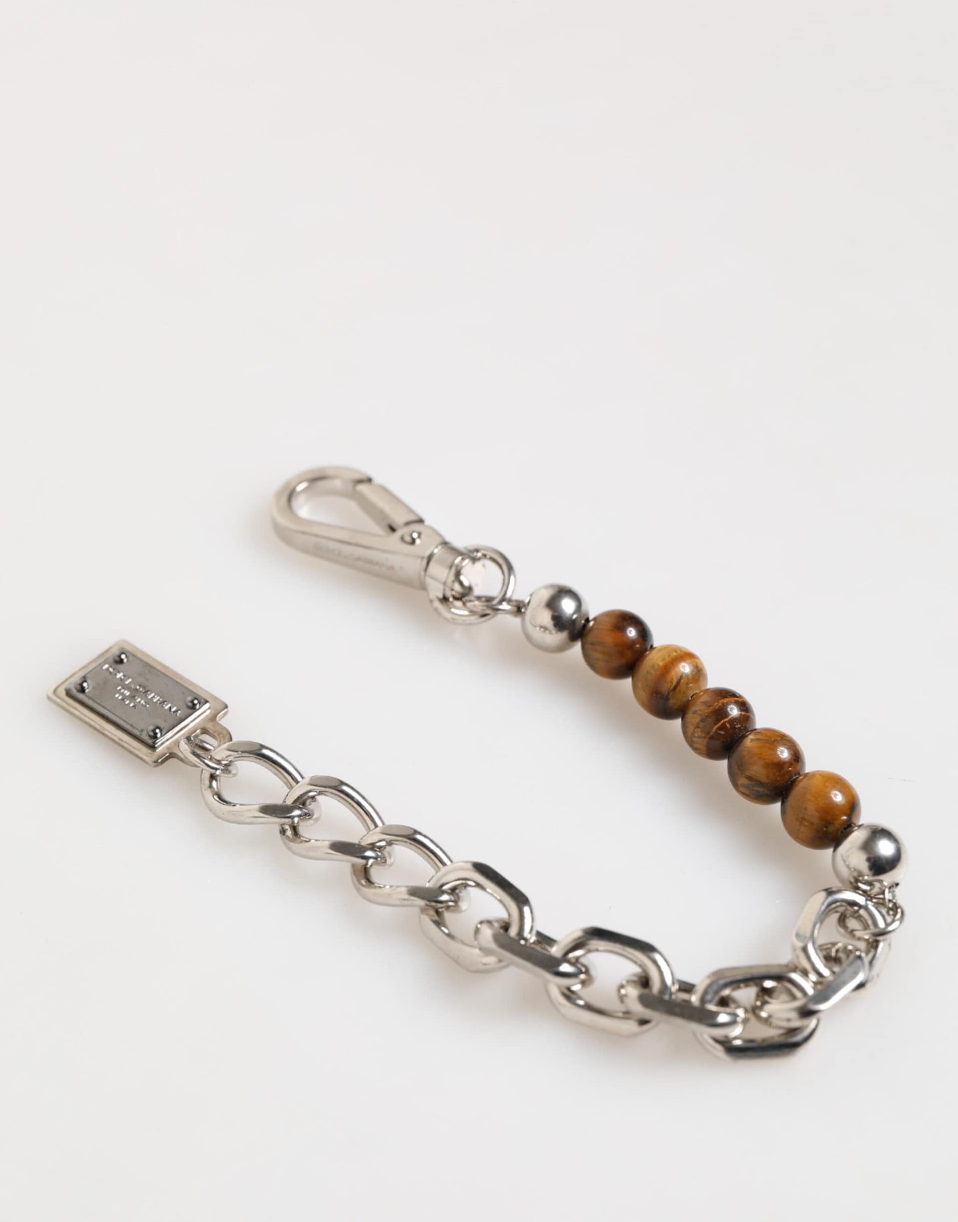 Dolce & Gabbana Silver Chain Brass Beaded Lobster Clasp Logo Men Bracelet - Image 7