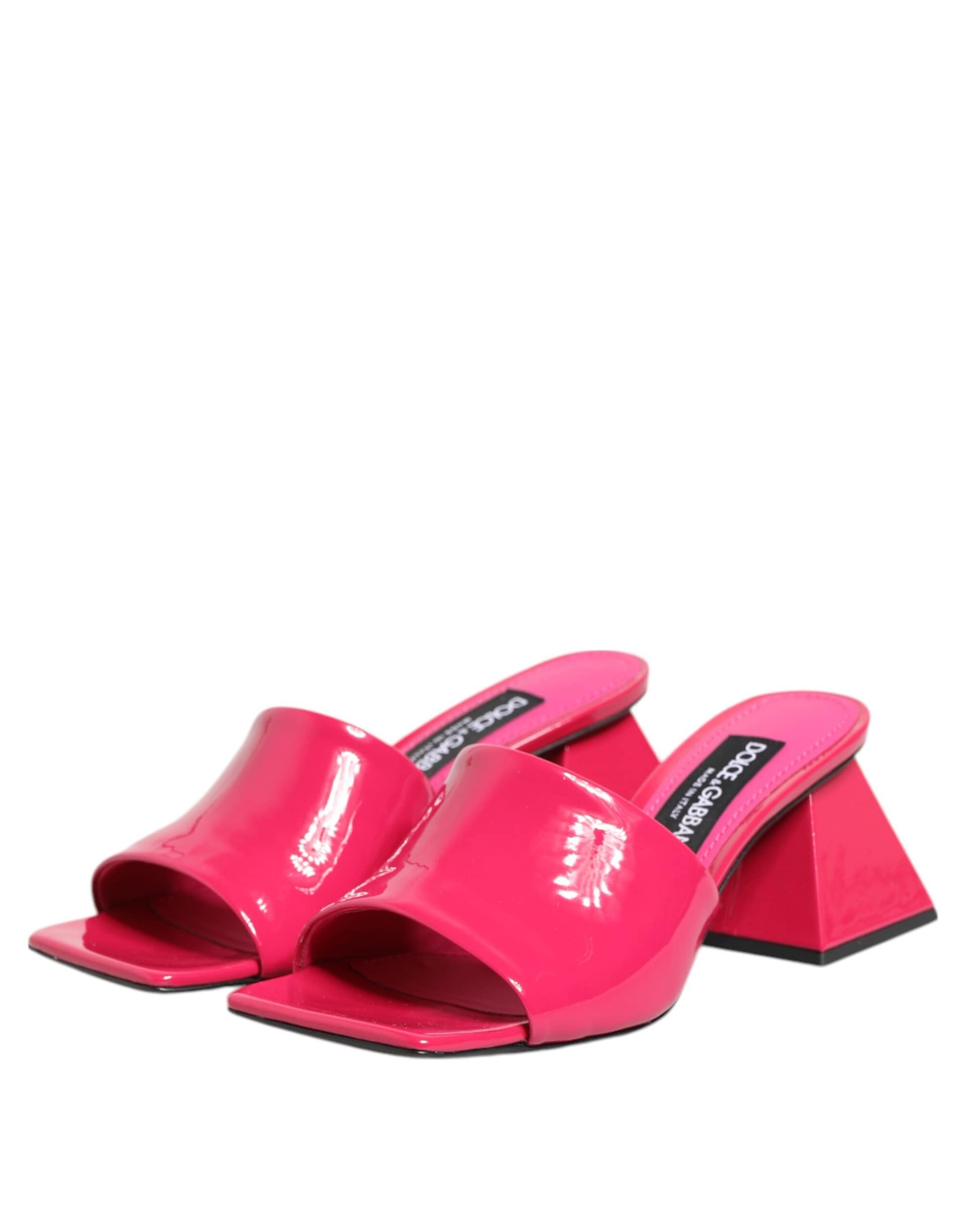 Dolce & Gabbana Pink Open Toe Block Heel Mules Sandals Shoes - Image 5
