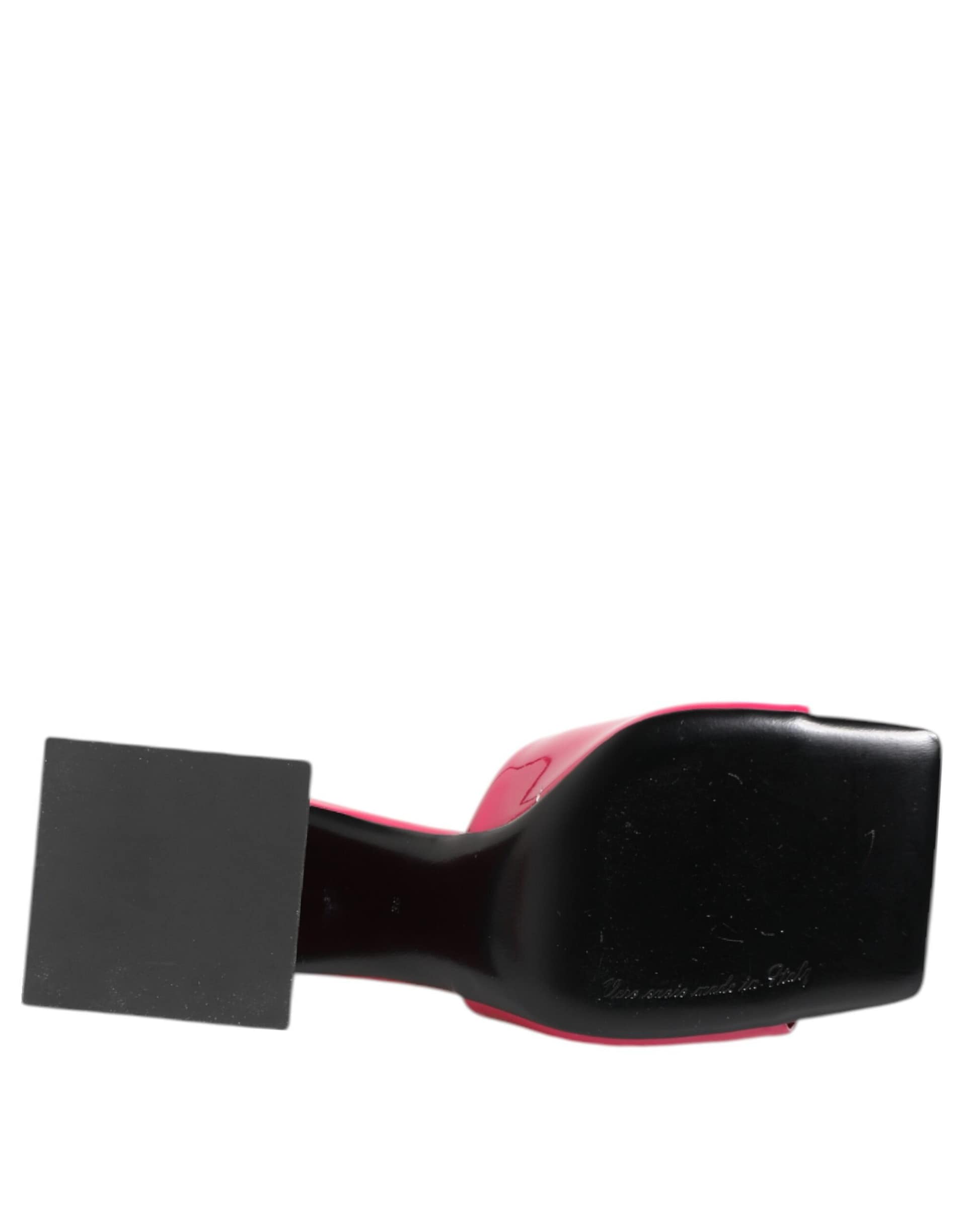 Dolce & Gabbana Pink Open Toe Block Heel Mules Sandals Shoes - Image 8