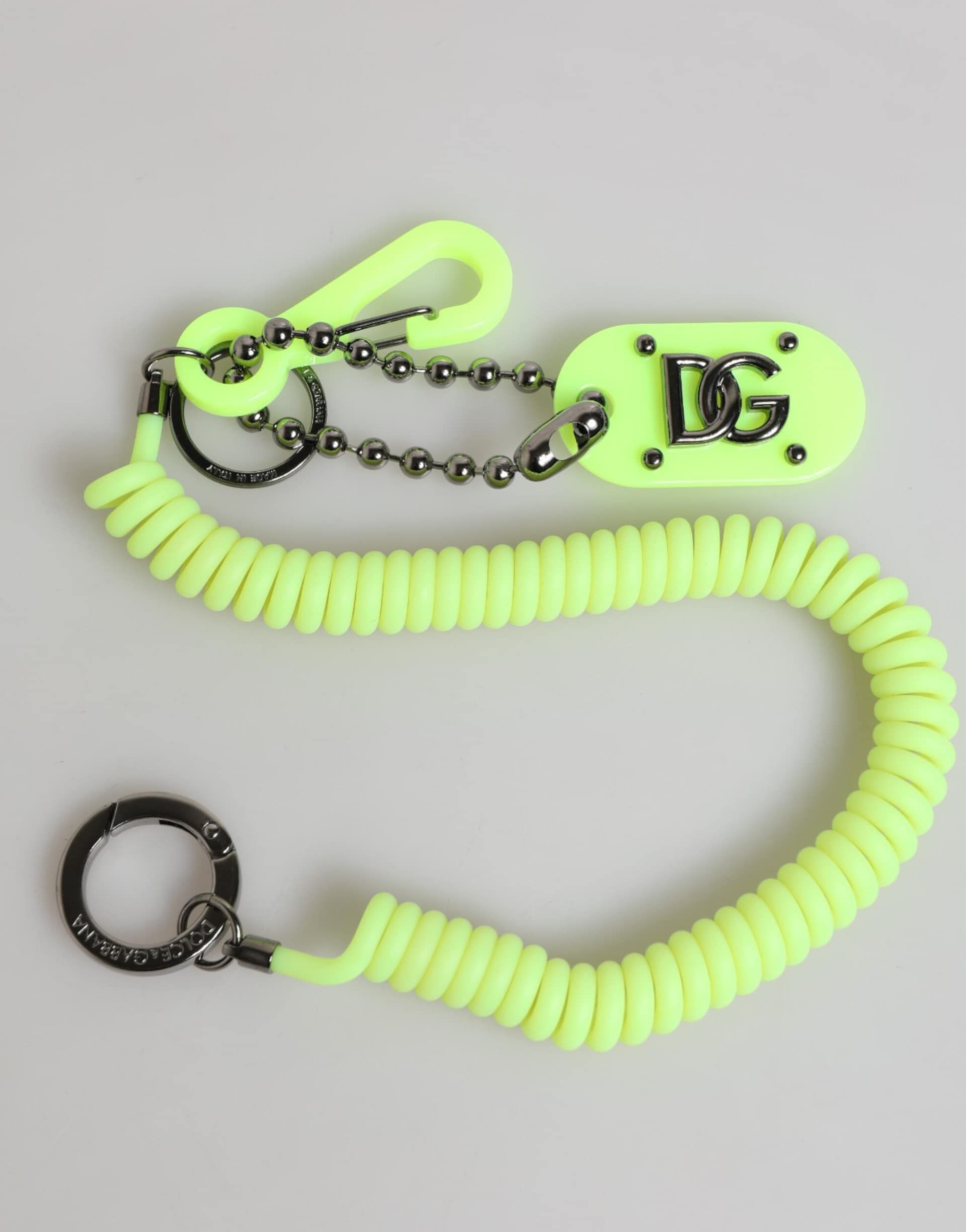 Dolce & Gabbana Green Springy Key Holder DG Logo Men's Keychain Keyring - Image 3