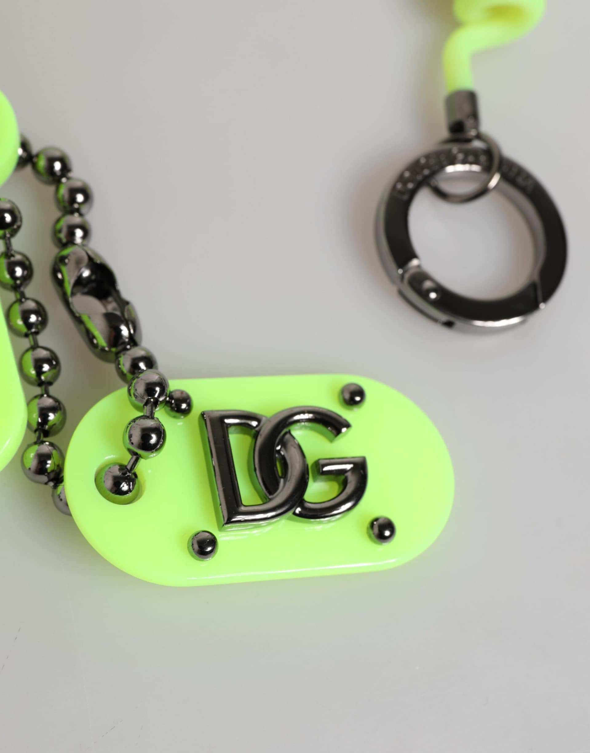 Dolce & Gabbana Green Springy Key Holder DG Logo Men's Keychain Keyring - Image 4