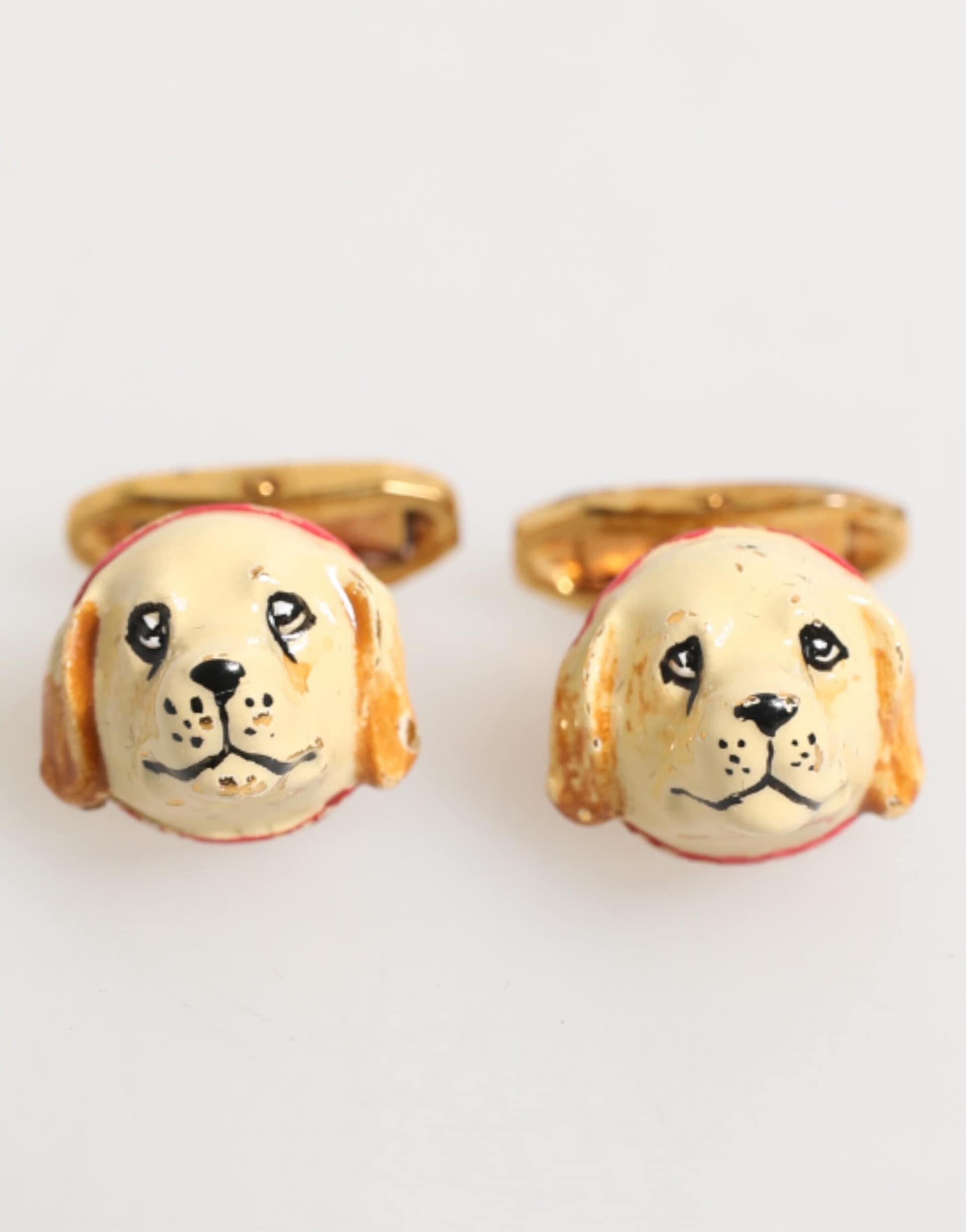 Dolce & Gabbana Brass Gold Tone Dog Puppy Men's Accessories Cufflink - Image 2