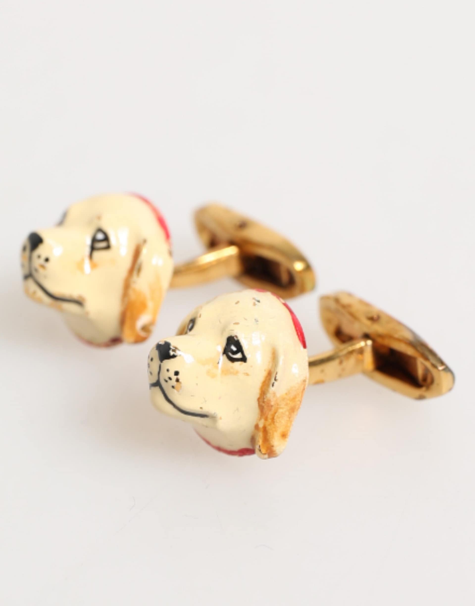 Dolce & Gabbana Brass Gold Tone Dog Puppy Men's Accessories Cufflink - Image 3