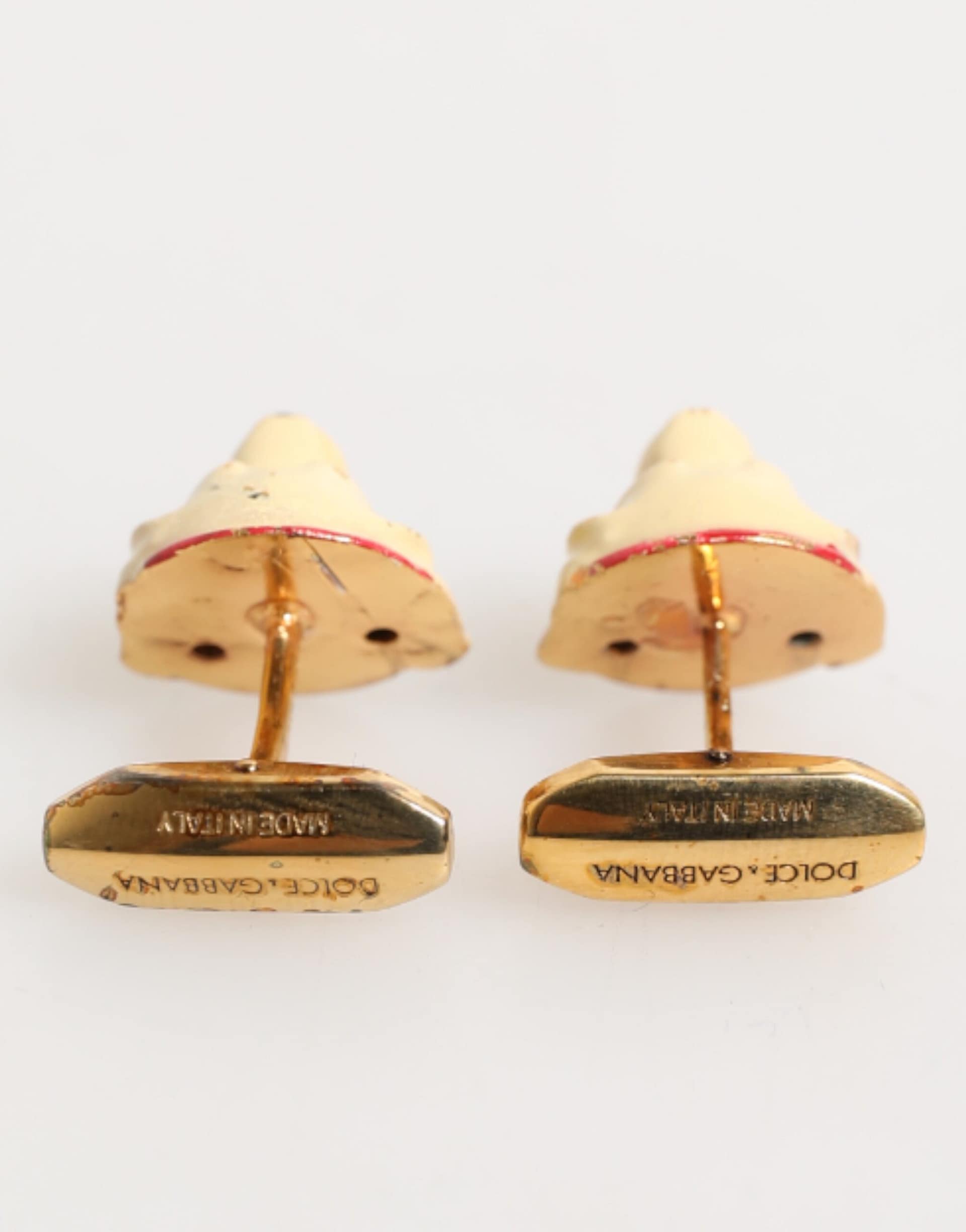 Dolce & Gabbana Brass Gold Tone Dog Puppy Men's Accessories Cufflink - Image 4